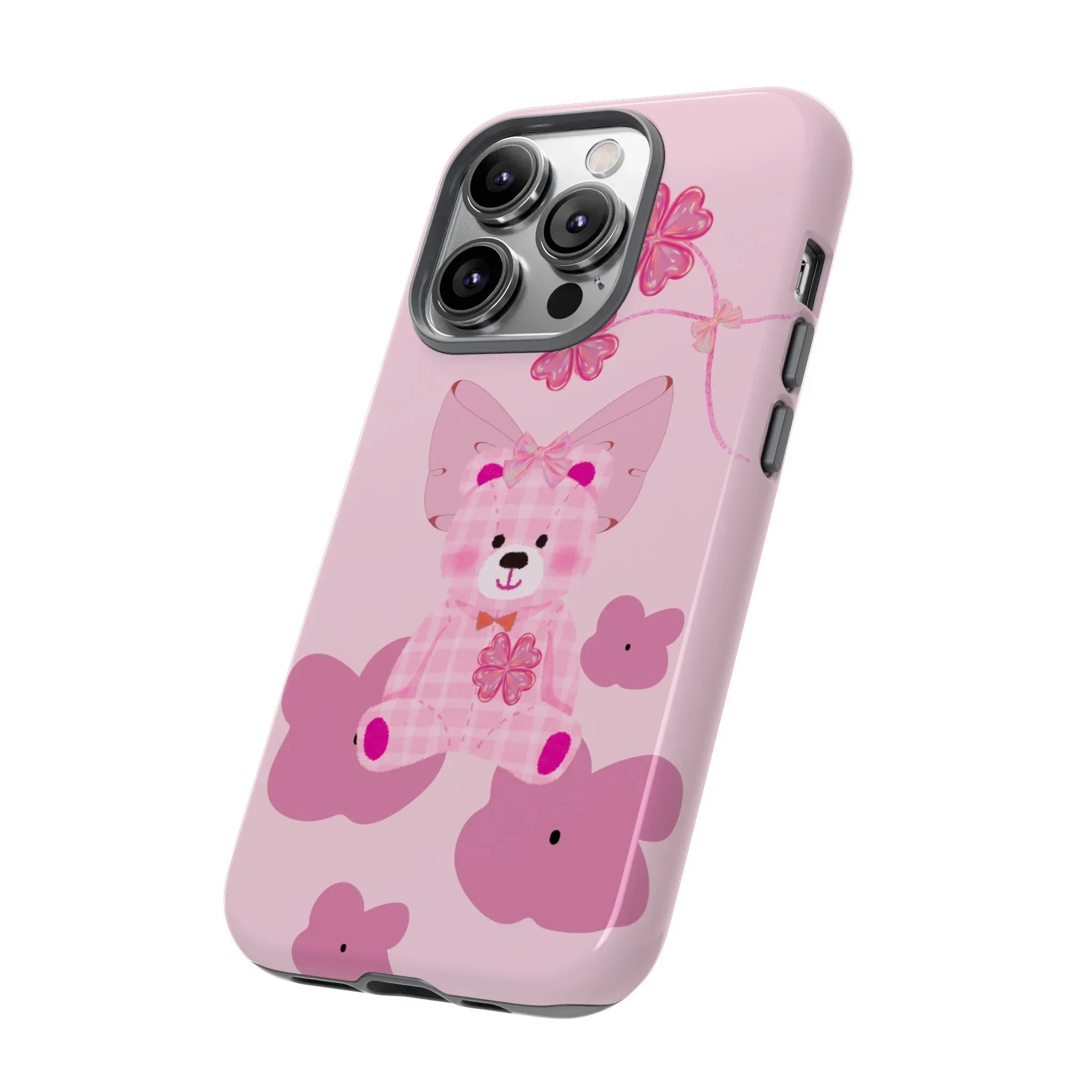 Pink Teddy Bear Phone Cases for iPhone, Pixel and Galaxy - KARARMDESIGN