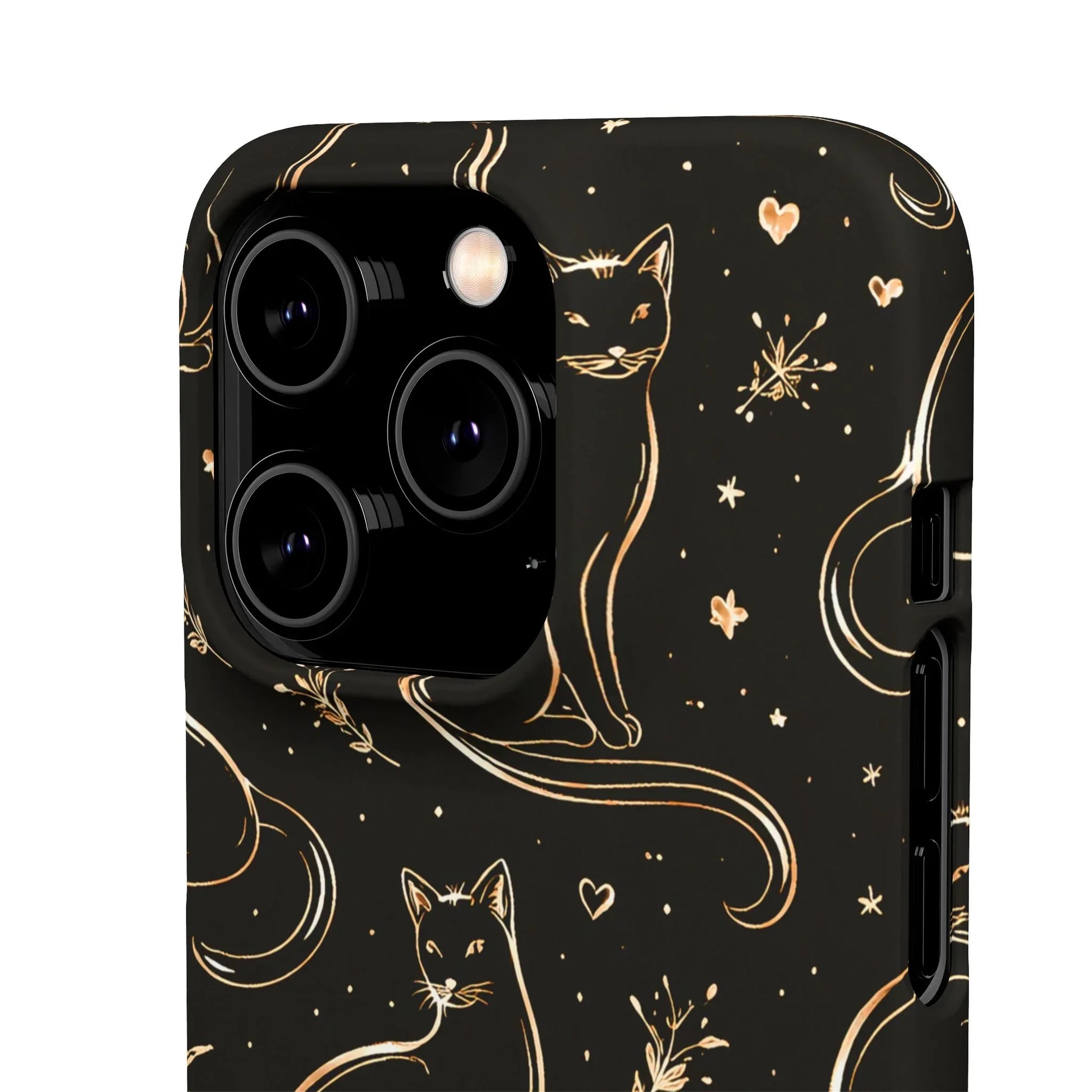 Golden Cat Pattern Phone Case for iPhone 11–17 & Galaxy S21–S25 - KARARMDESIGN