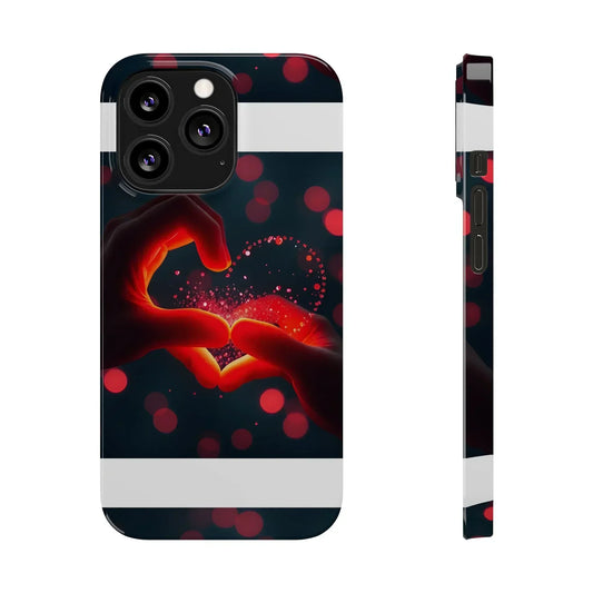 "Heart Hands Glow" Phone Case for iPhone 7 to 16 Series Models - KarArmDesign