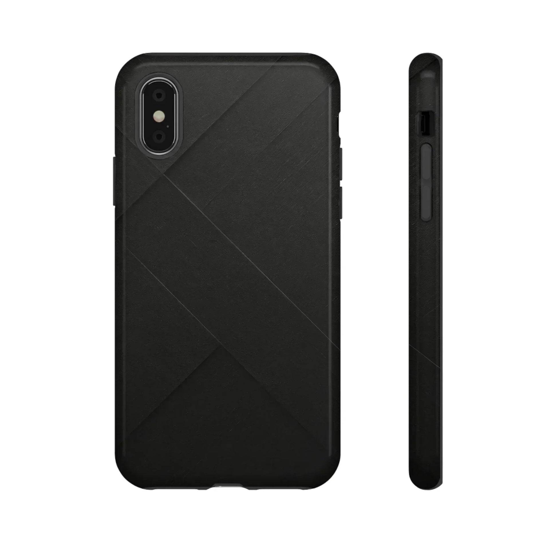 Matte Black Diagonal Line Phone Case for iPhone 8-16 and Galaxy S10-S25 - KARARMDESIGN