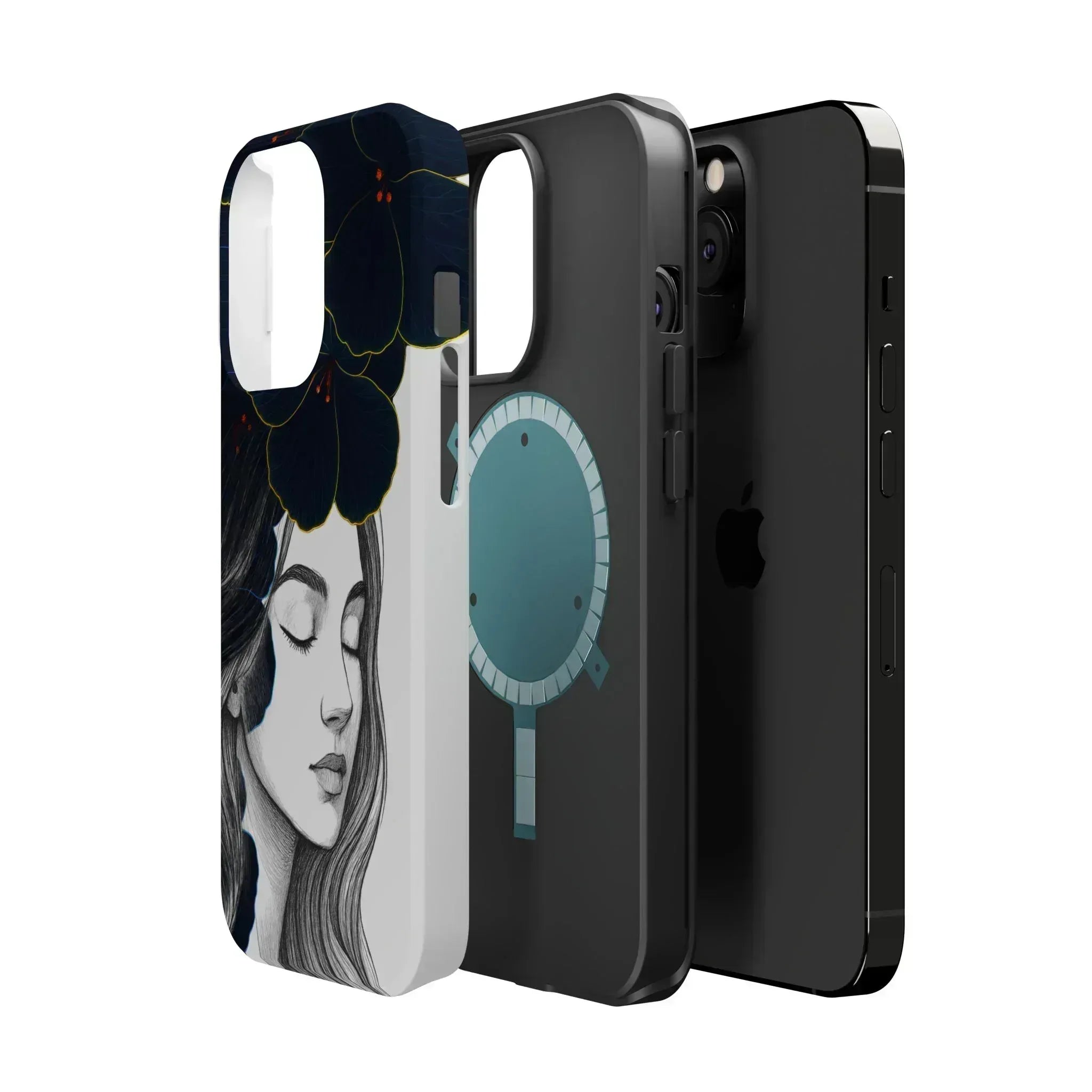 Dark Floral Elegance Phone Case for iPhone 13-16 - KARARMDESIGN