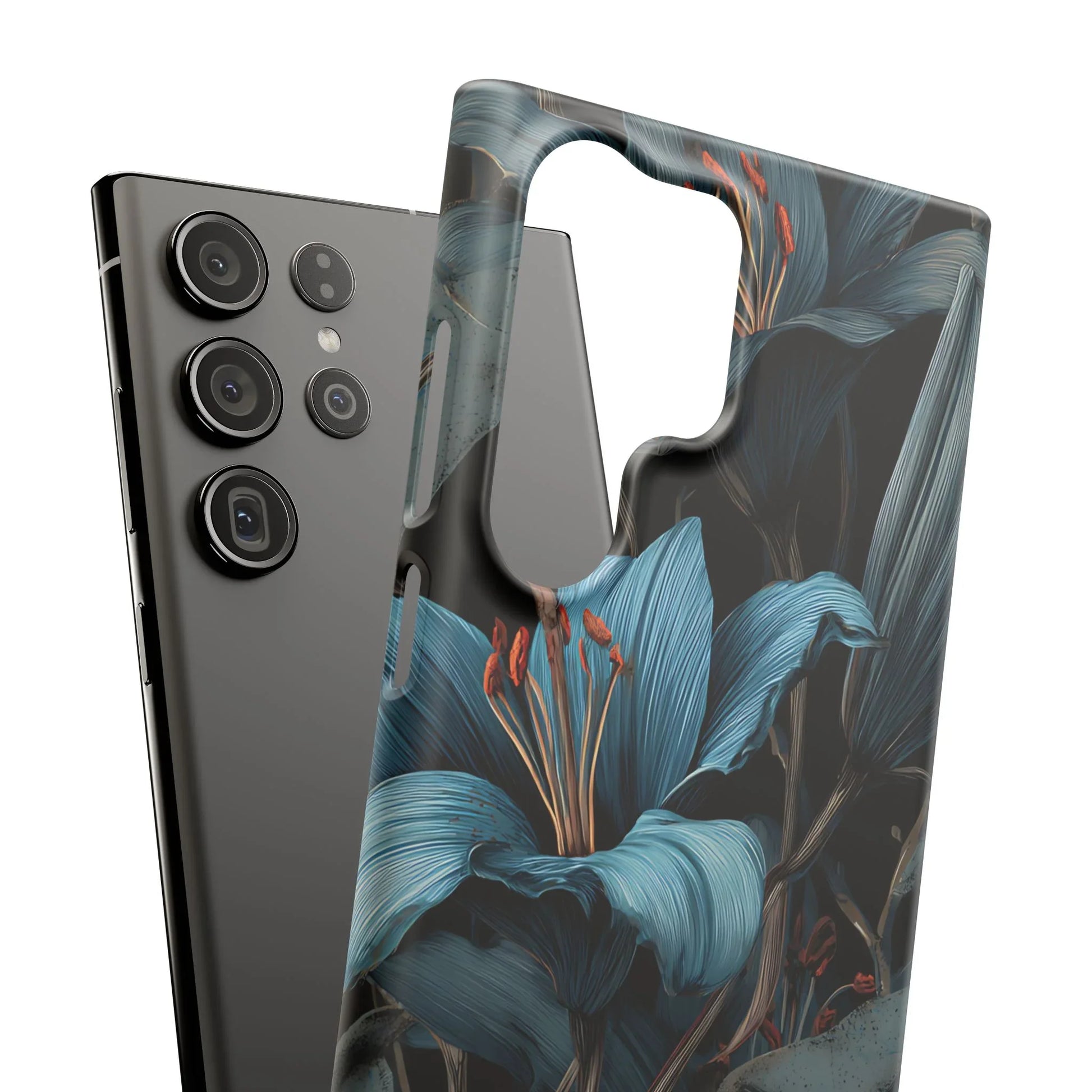 Blue Lily Floral Phone Case for iPhone 11-17 and Galaxy S20-S25 - KARARMDESIGN