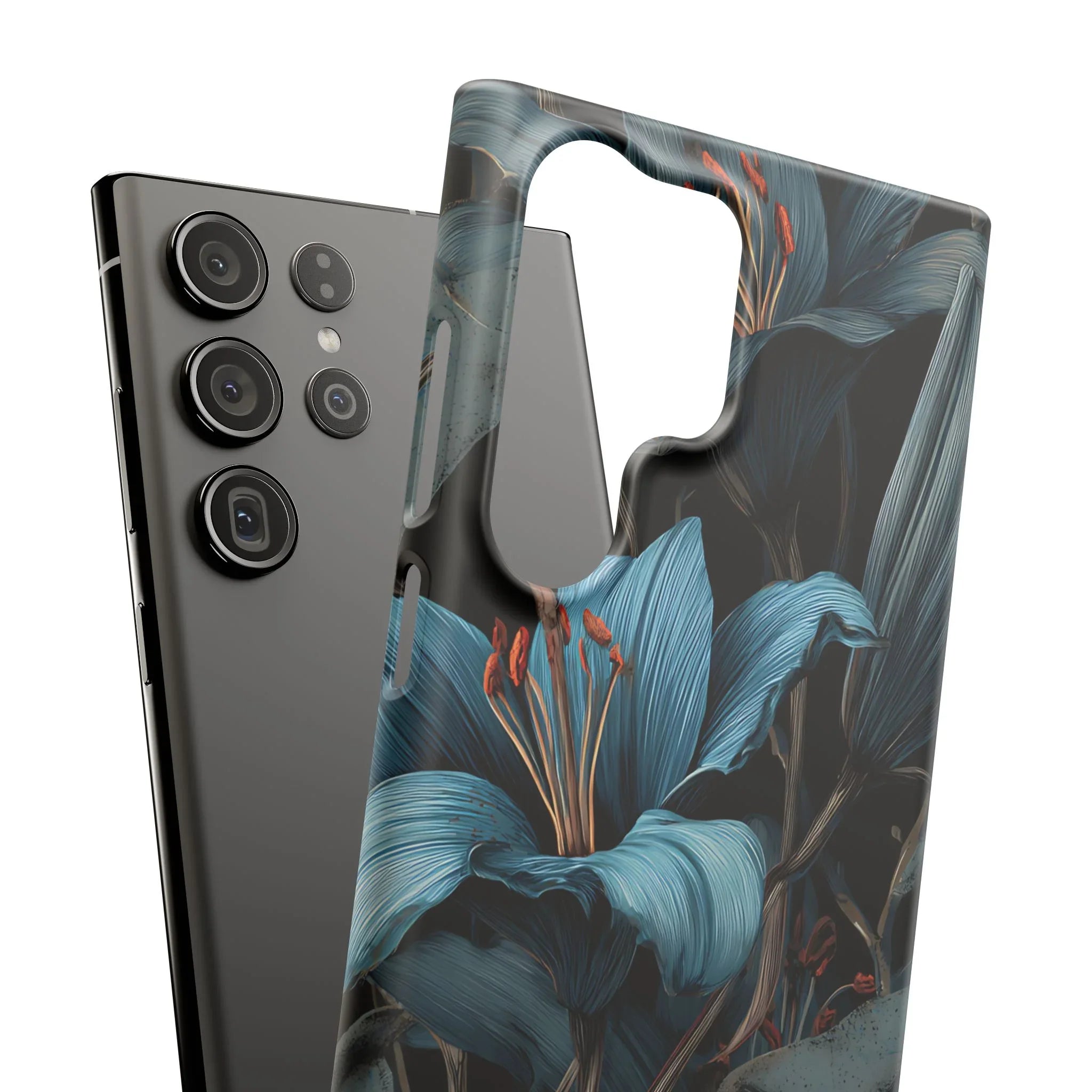 Blue Lily Floral Phone Case for iPhone 11-17 and Galaxy S20-S25 - KARARMDESIGN