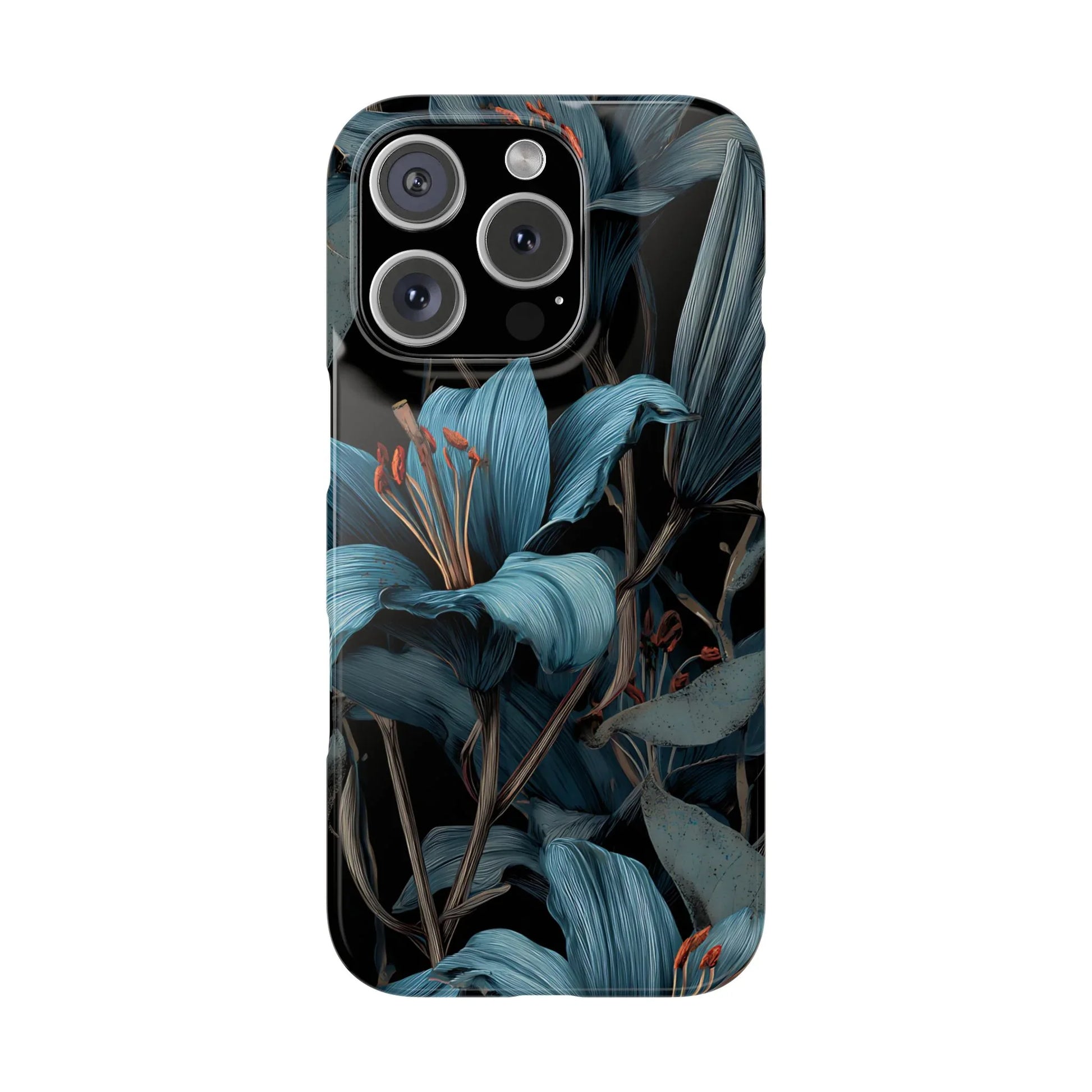 Blue Lily Floral Phone Case for iPhone 11-17 and Galaxy S20-S25 - KARARMDESIGN