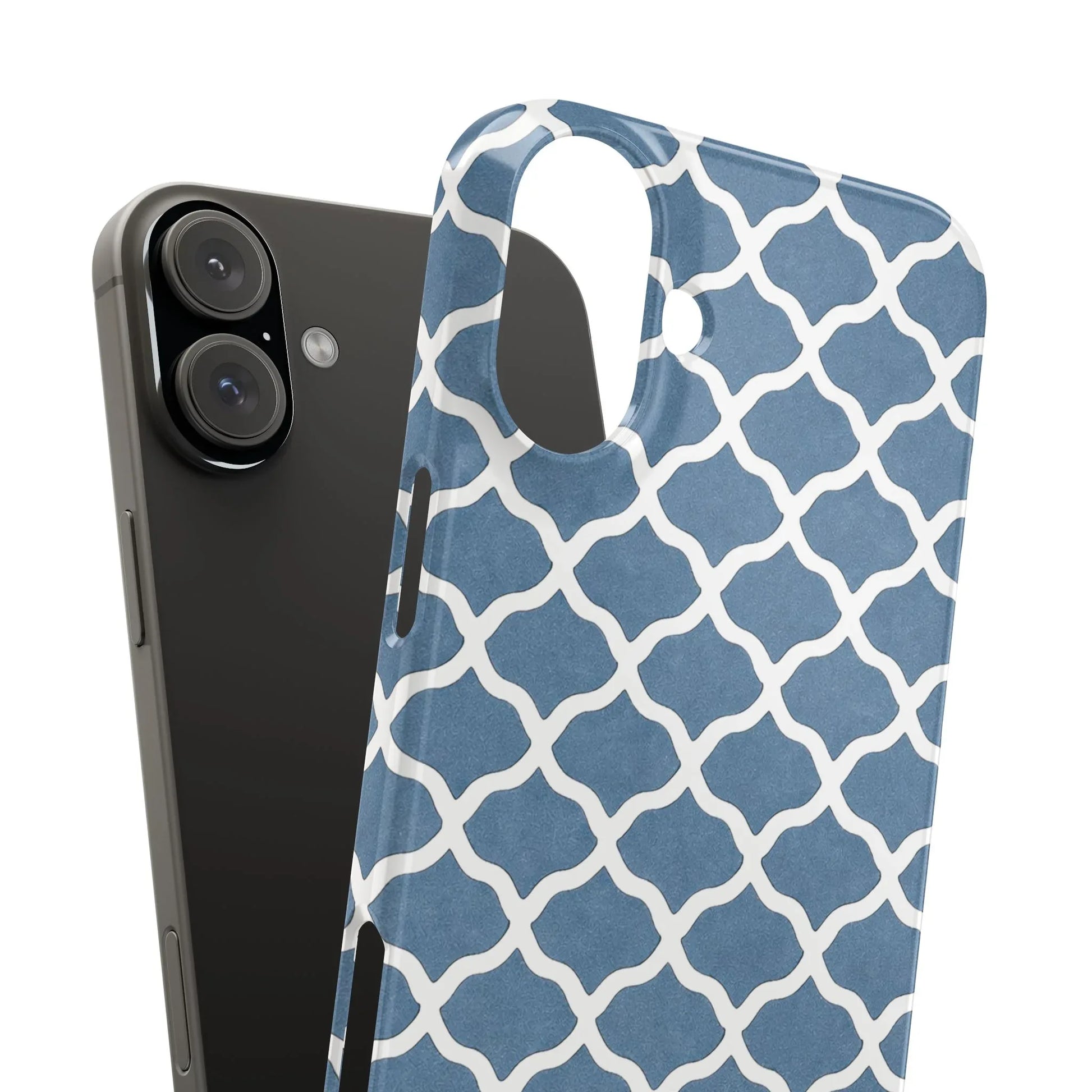 Azure Lattice Pattern Phone Case Slim Phone Cases for iPhone 11-17 - KARARMDESIGN