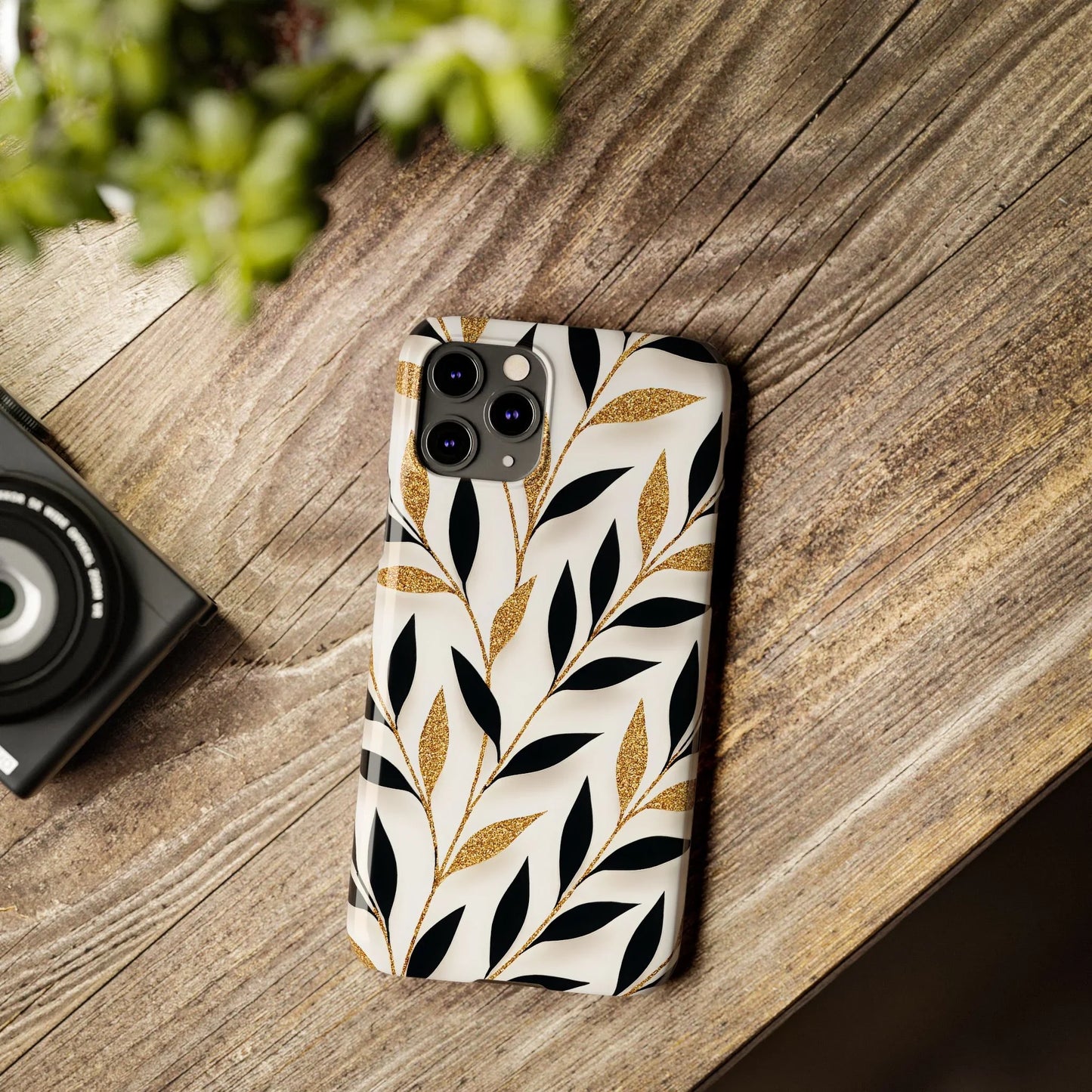 Botanical Gold Leaf Phone Case for iPhone 7-16 Models - KarArmDesign