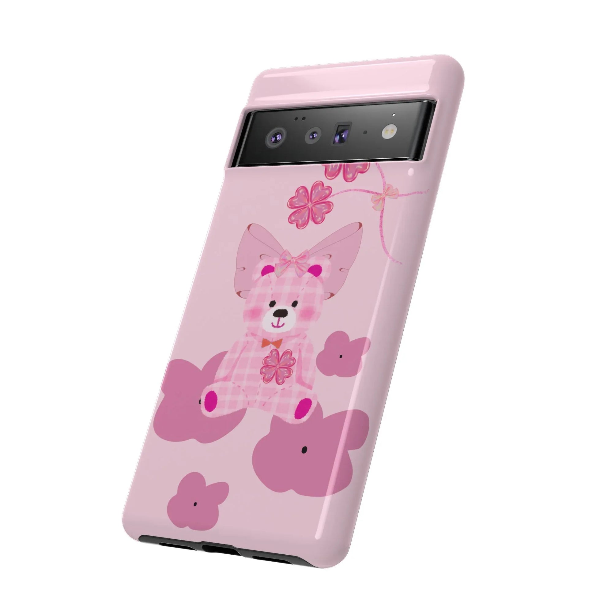 Pink Teddy Bear Phone Cases for iPhone, Pixel and Galaxy - KARARMDESIGN