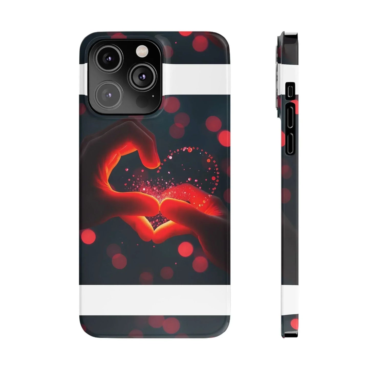 "Heart Hands Glow" Phone Case for iPhone 7 to 16 Series Models - KarArmDesign