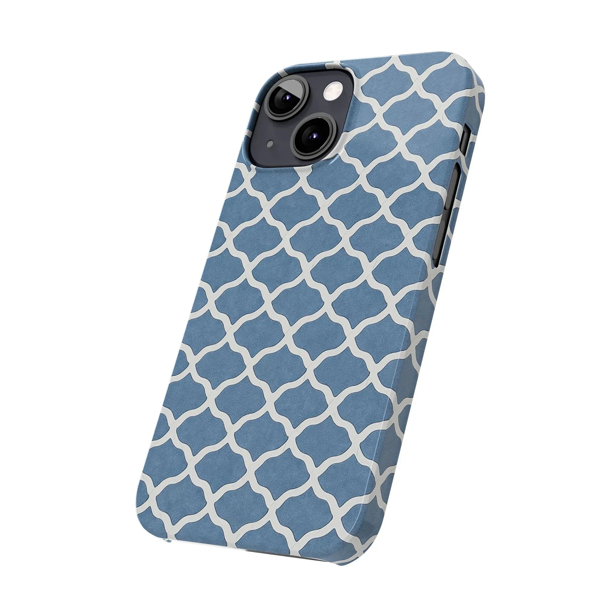 Azure Lattice Pattern Phone Case Slim Phone Cases for iPhone 11-17 - KARARMDESIGN