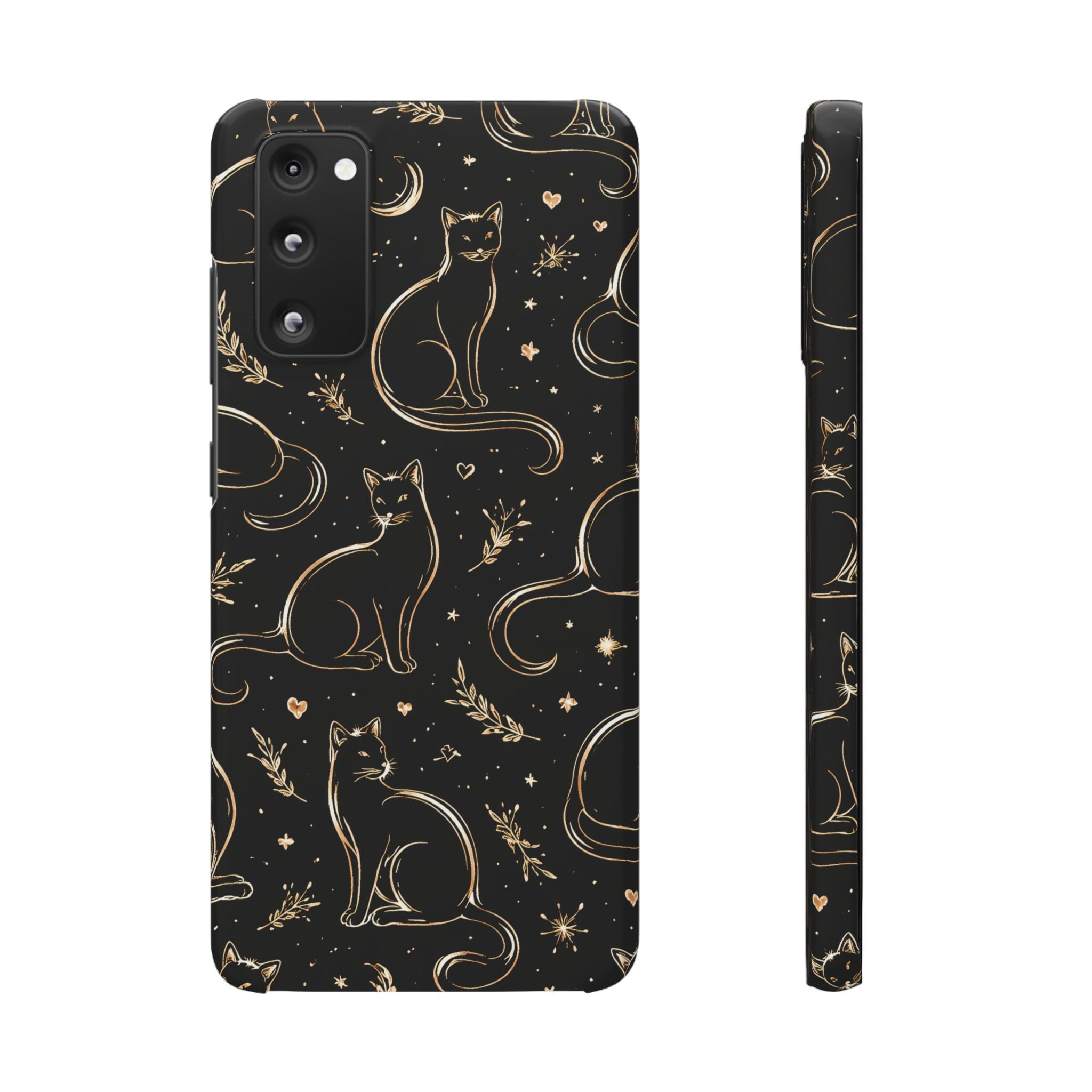 Golden Cat Pattern Phone Case for iPhone 11-17 and Galaxy S20-S26