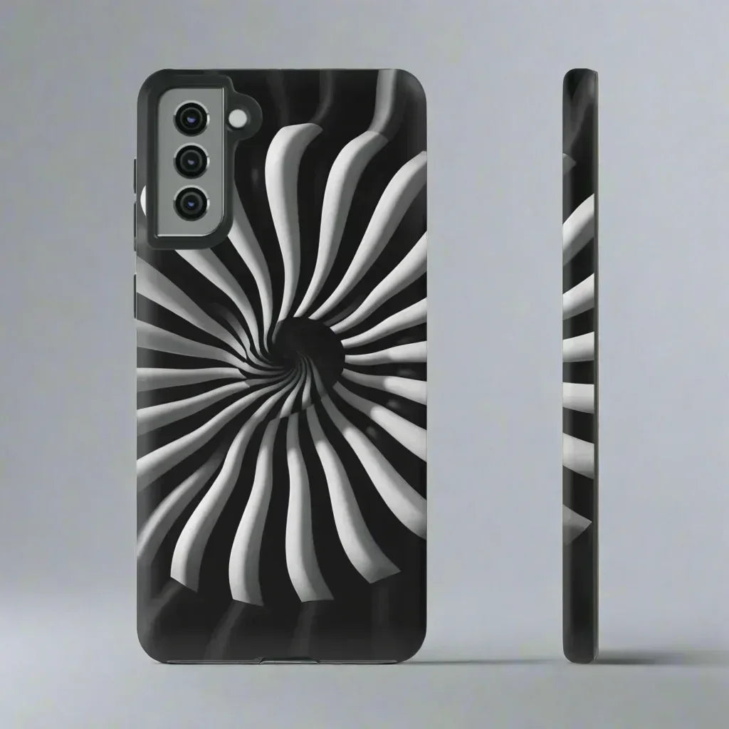 Hypnotic Black and White Spiral Phone Case for iPhone & Galaxy - KARARMDESIGN