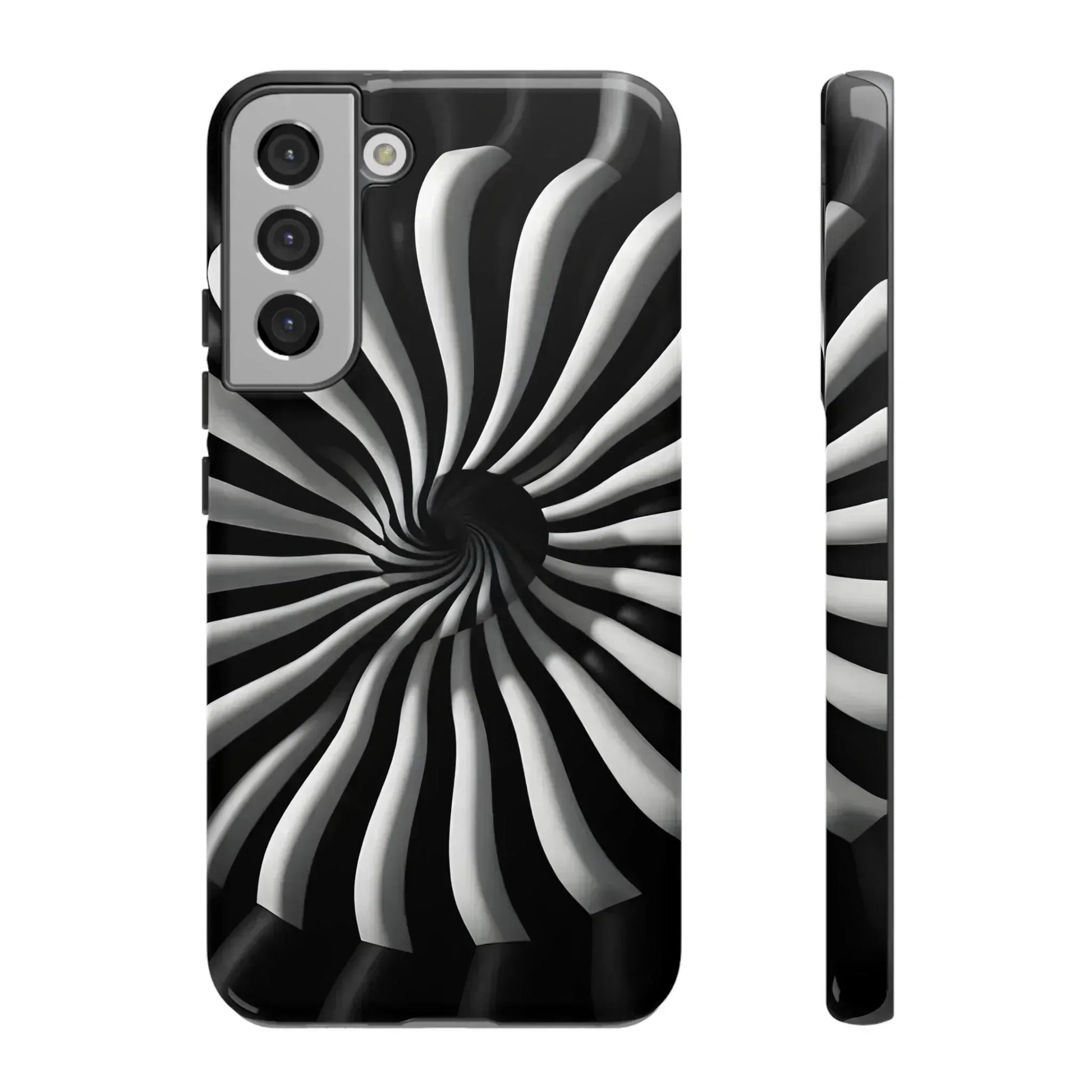Hypnotic Black and White Spiral Phone Case for iPhone & Galaxy - KARARMDESIGN