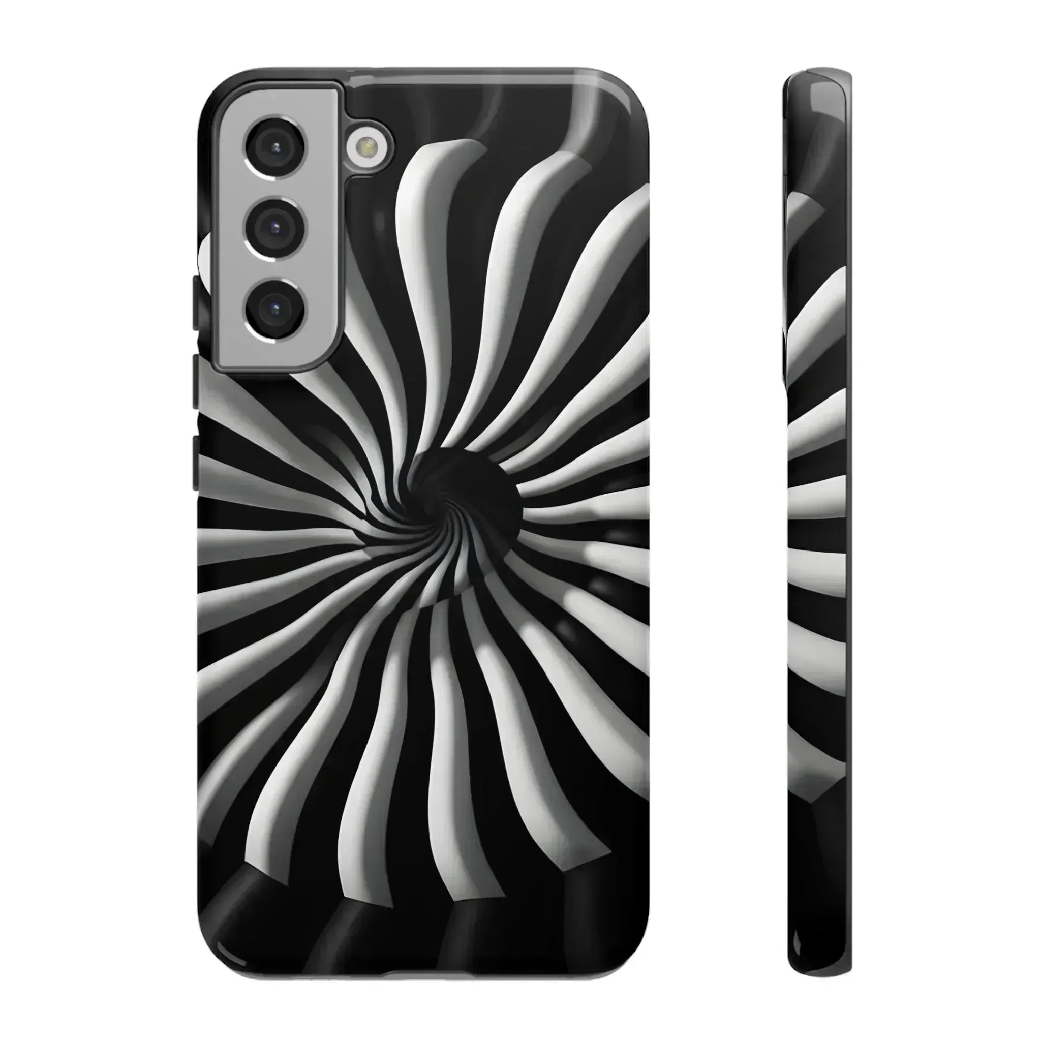 Hypnotic Black and White Spiral Phone Case for iPhone & Galaxy - KARARMDESIGN