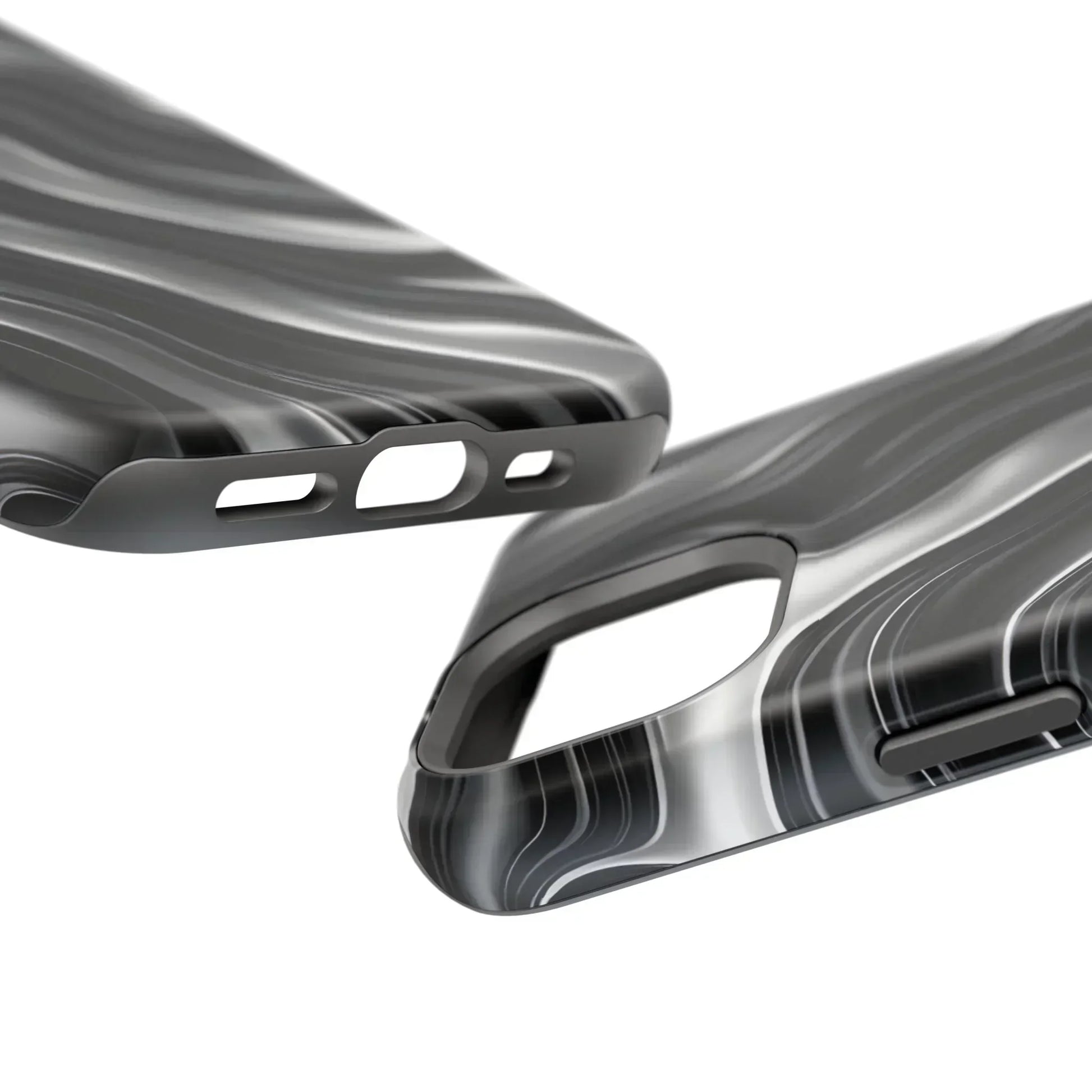 Wavy Illusion Black & Silver MagSafe® Tough Phone Case - KarArmDesign