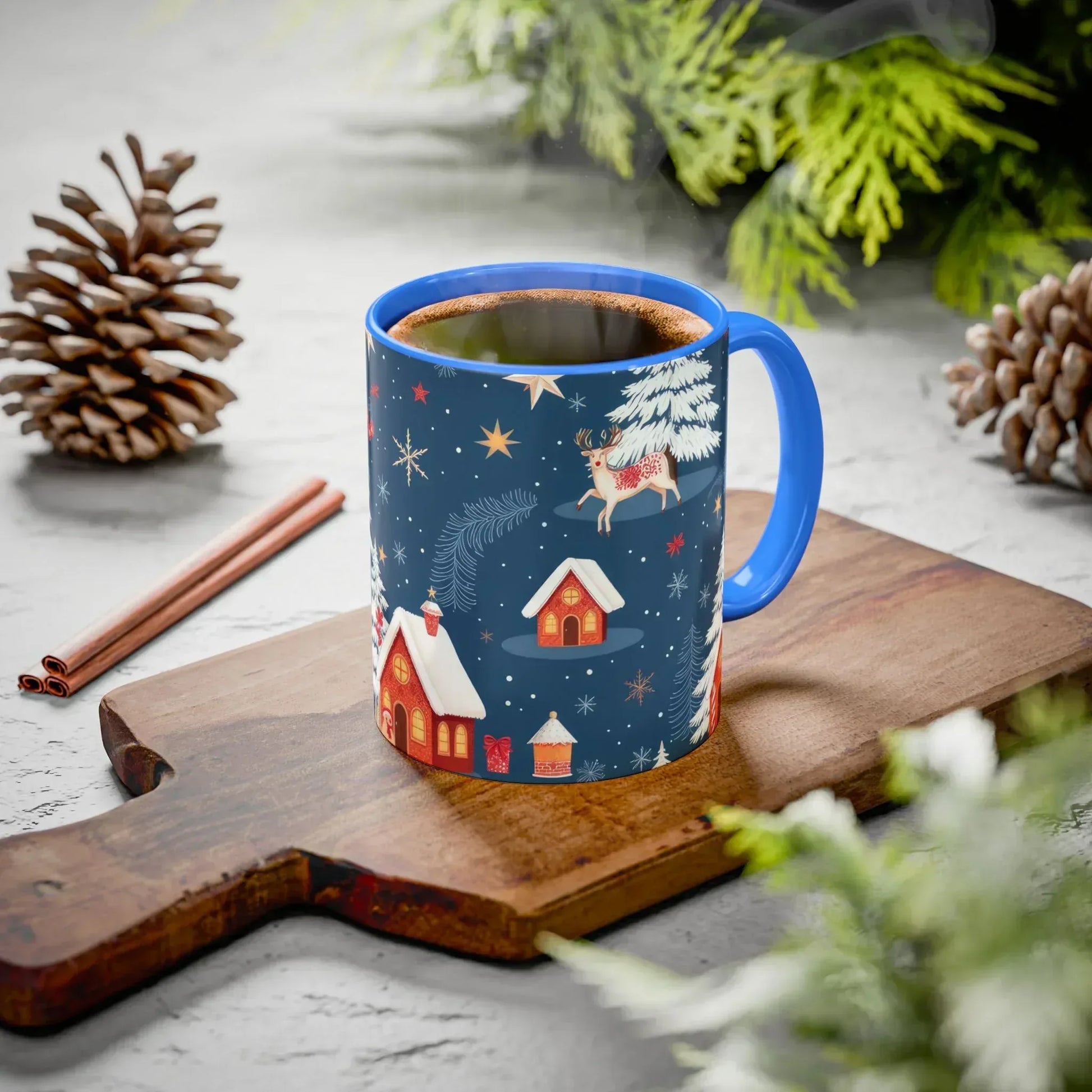 Dark Blue Christmas Mug - Colorful Mugs (11oz, 15oz) - KARARMDESIGN