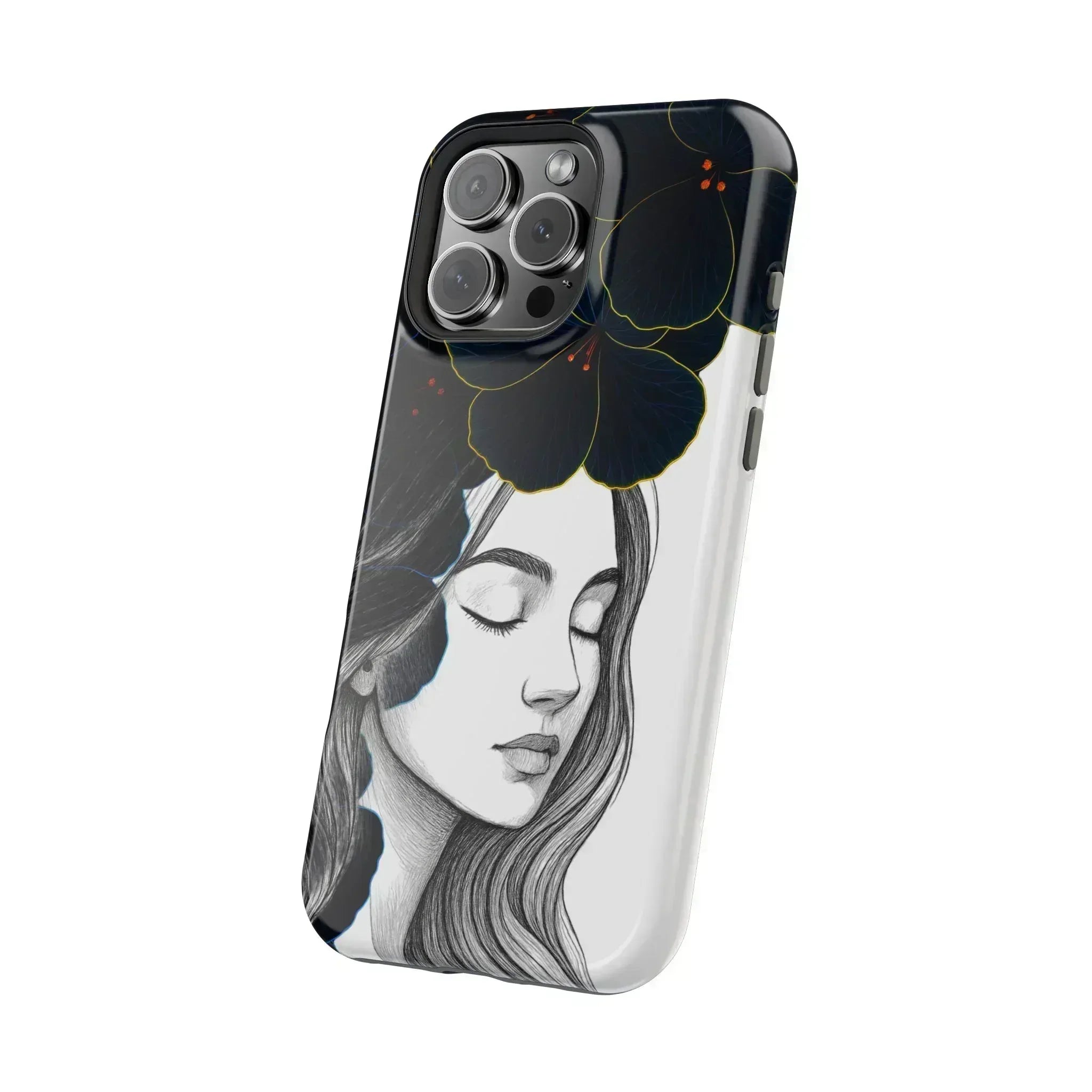 Dark Floral Elegance Phone Case for iPhone 13-16 - KARARMDESIGN