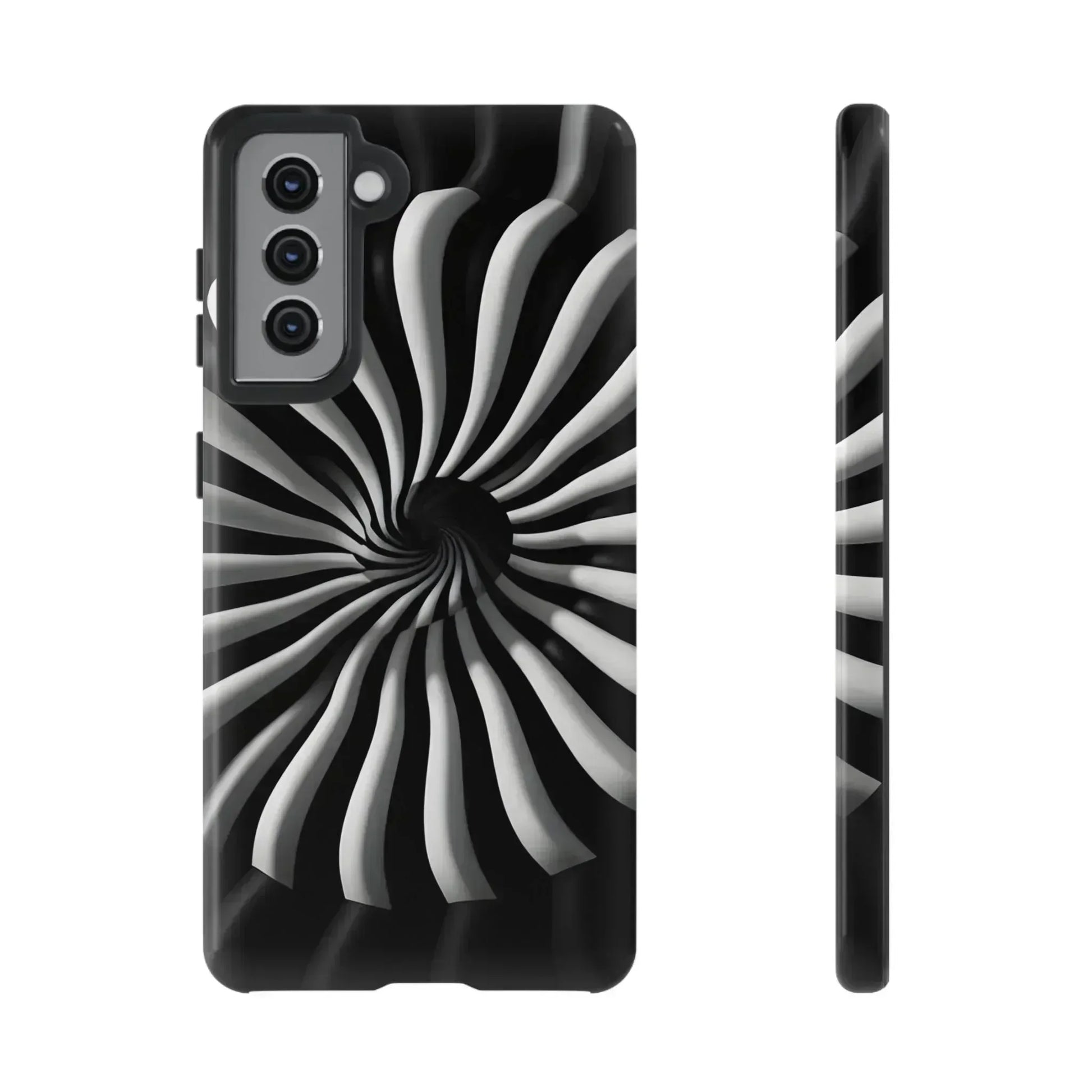 Hypnotic Black and White Spiral Phone Case for iPhone & Galaxy - KARARMDESIGN