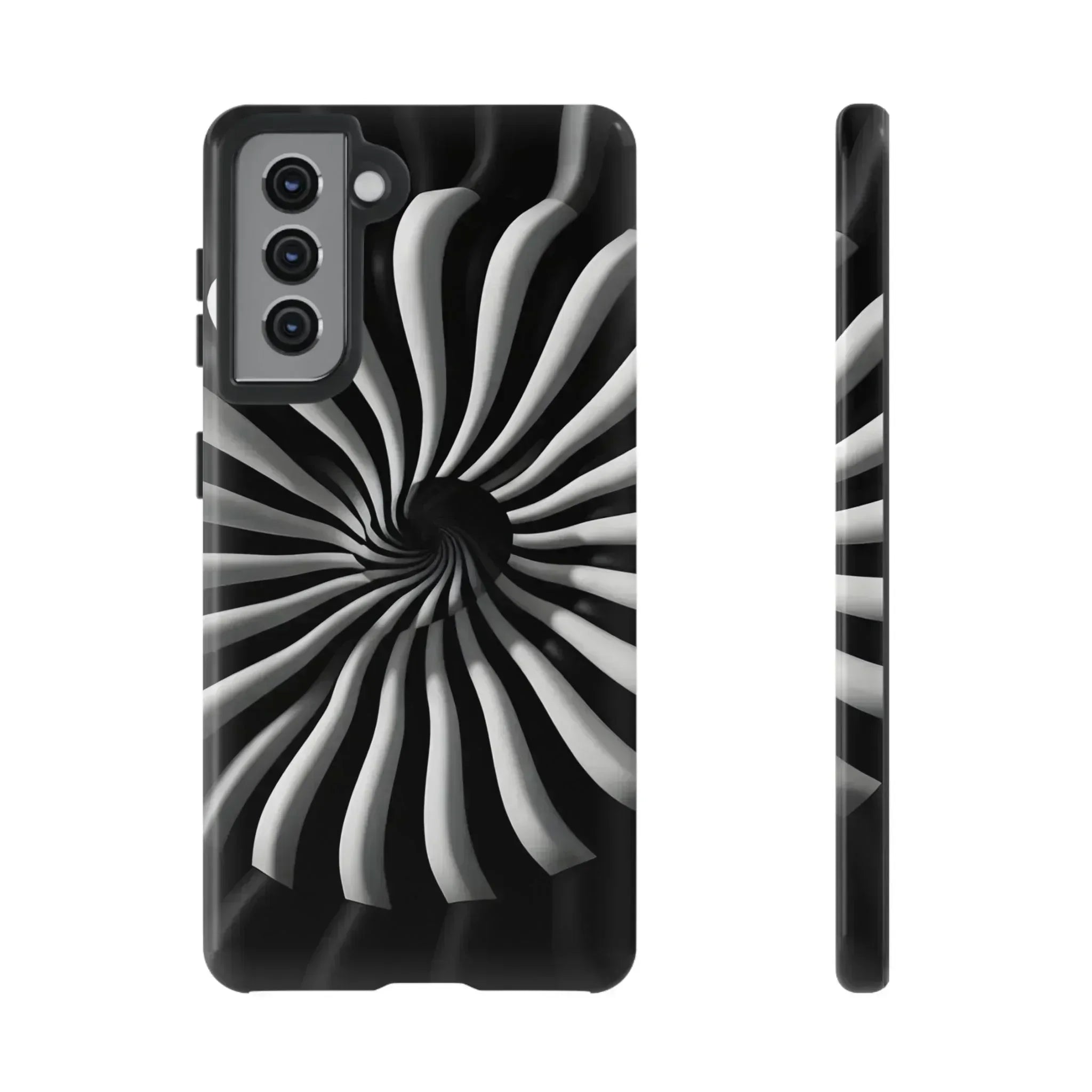 Hypnotic Black and White Spiral Phone Case for iPhone & Galaxy - KARARMDESIGN