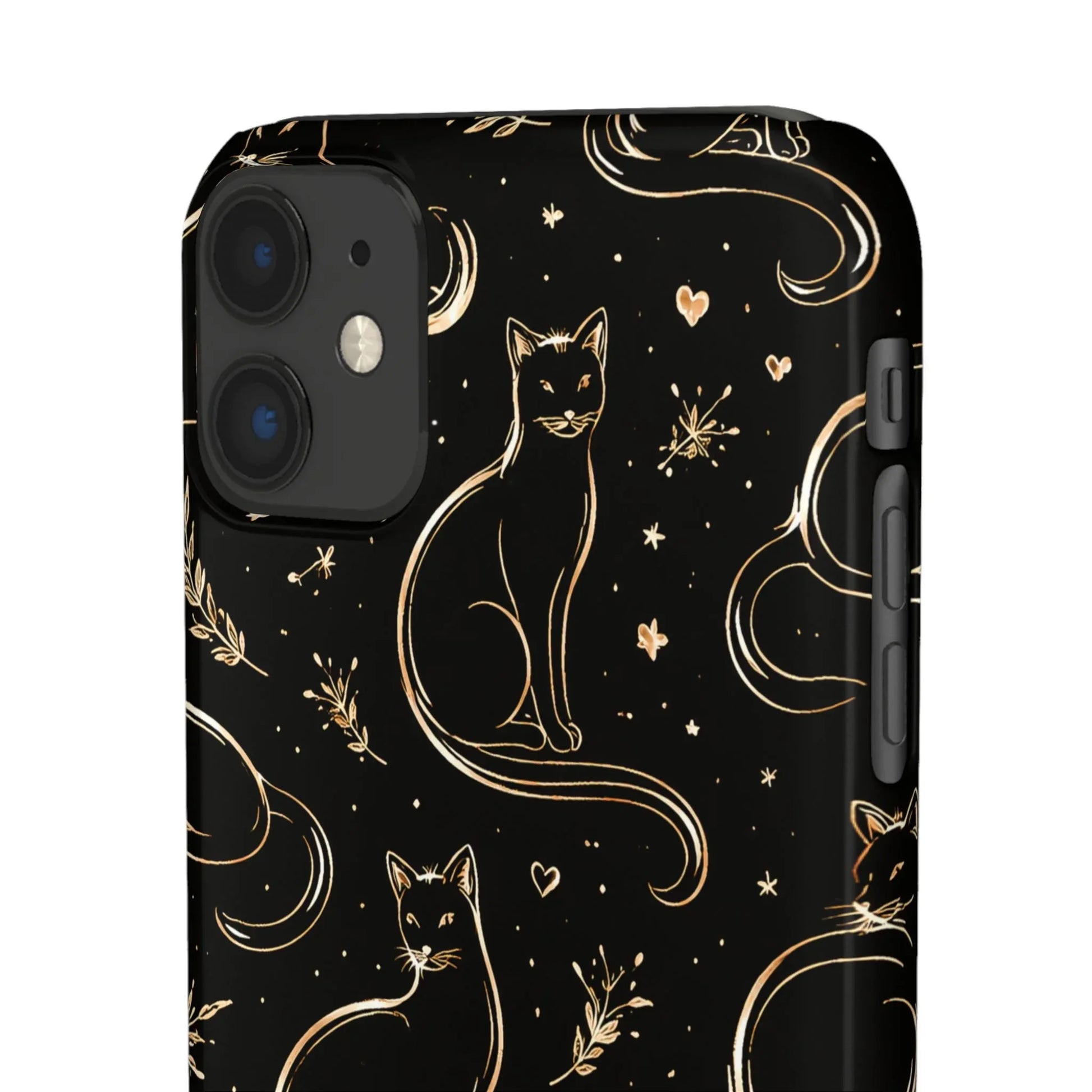 Golden Cat Pattern Phone Case for iPhone 11–17 & Galaxy S21–S25 - KARARMDESIGN