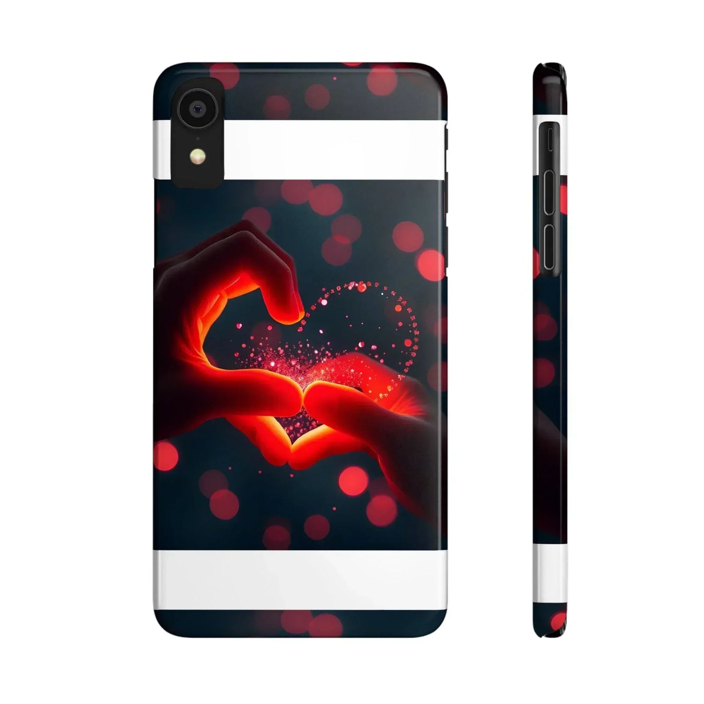 "Heart Hands Glow" Phone Case for iPhone 7 to 16 Series Models - KarArmDesign