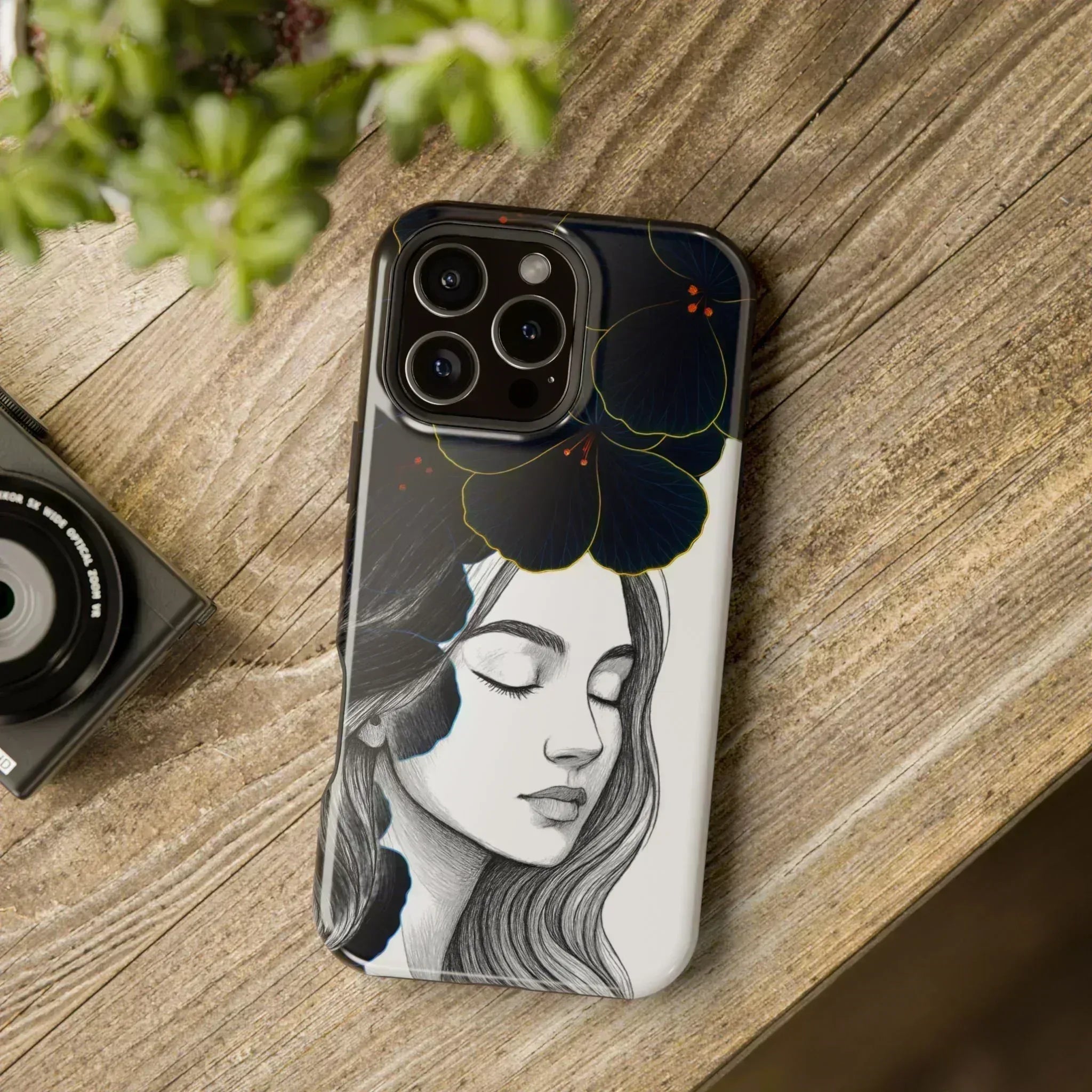 Dark Floral Elegance Phone Case for iPhone 13-16 - KARARMDESIGN