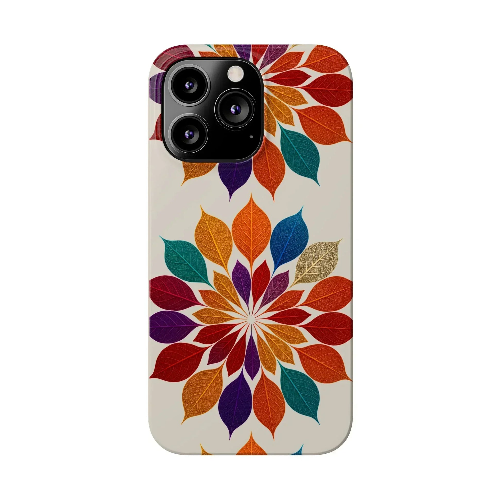 Leaf Mandala Botanical Burst Design Slim Phone Case for iPhone 7-16 Models - KarArmDesign