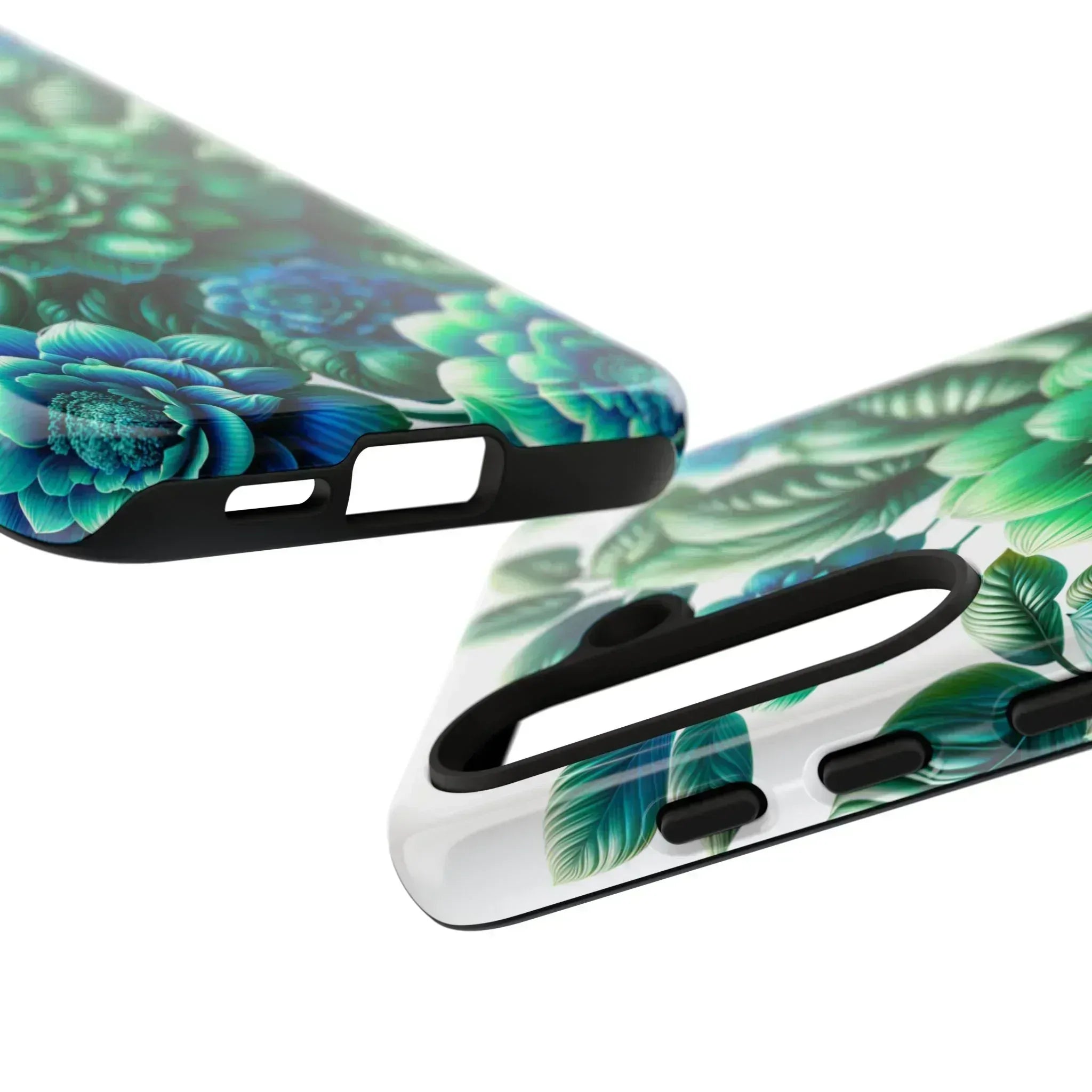 Green and Blue Floral Phone Case for Galaxy S10-S25 - KARARMDESIGN