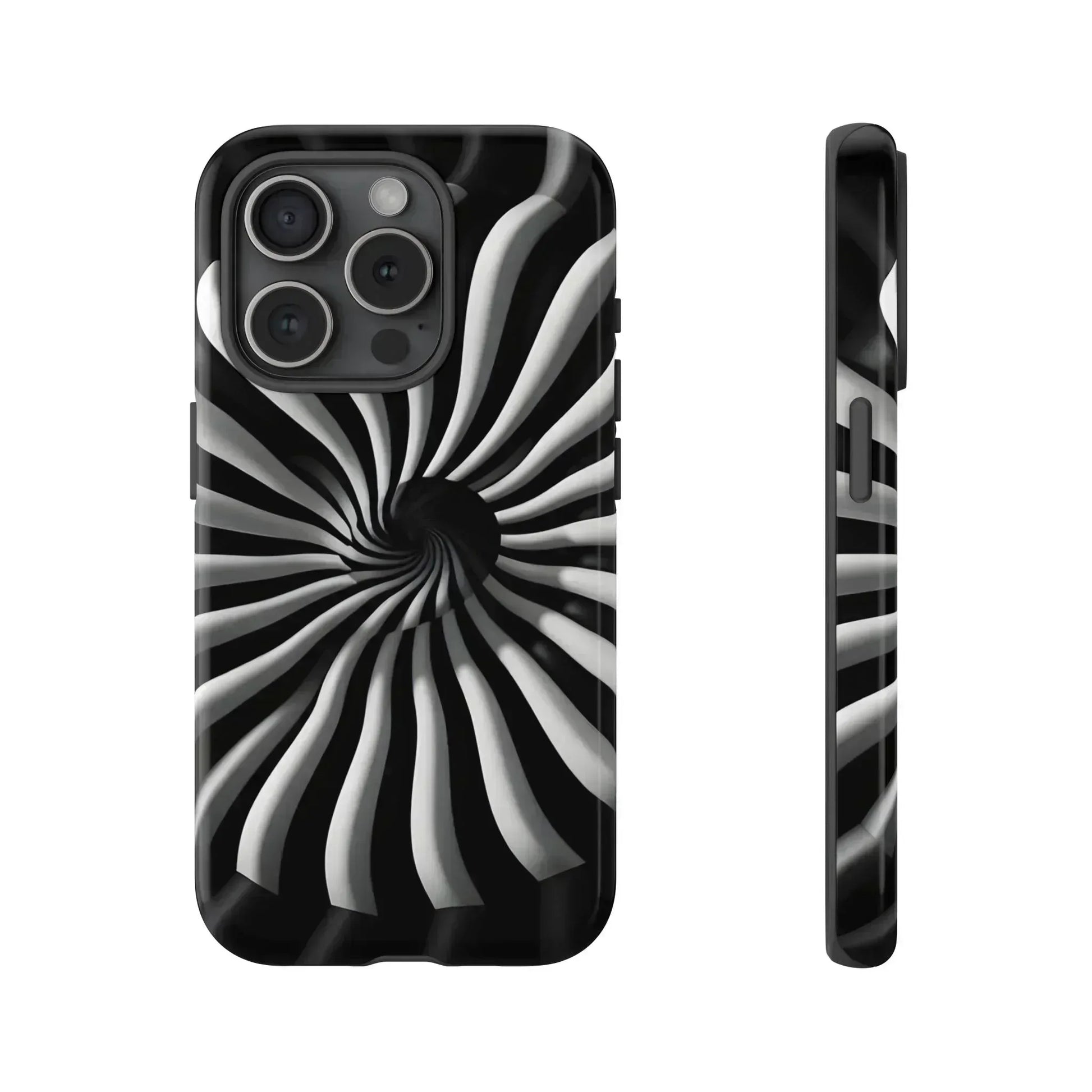 Hypnotic Black and White Spiral Phone Case for iPhone & Galaxy - KARARMDESIGN