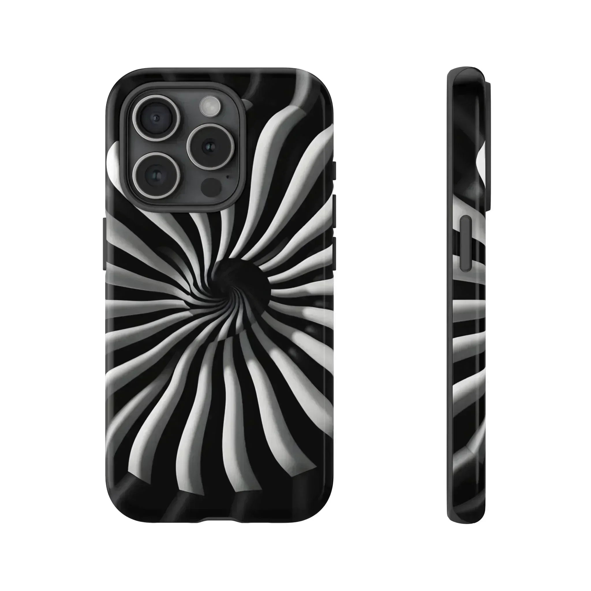 Hypnotic Black and White Spiral Phone Case for iPhone & Galaxy - KARARMDESIGN