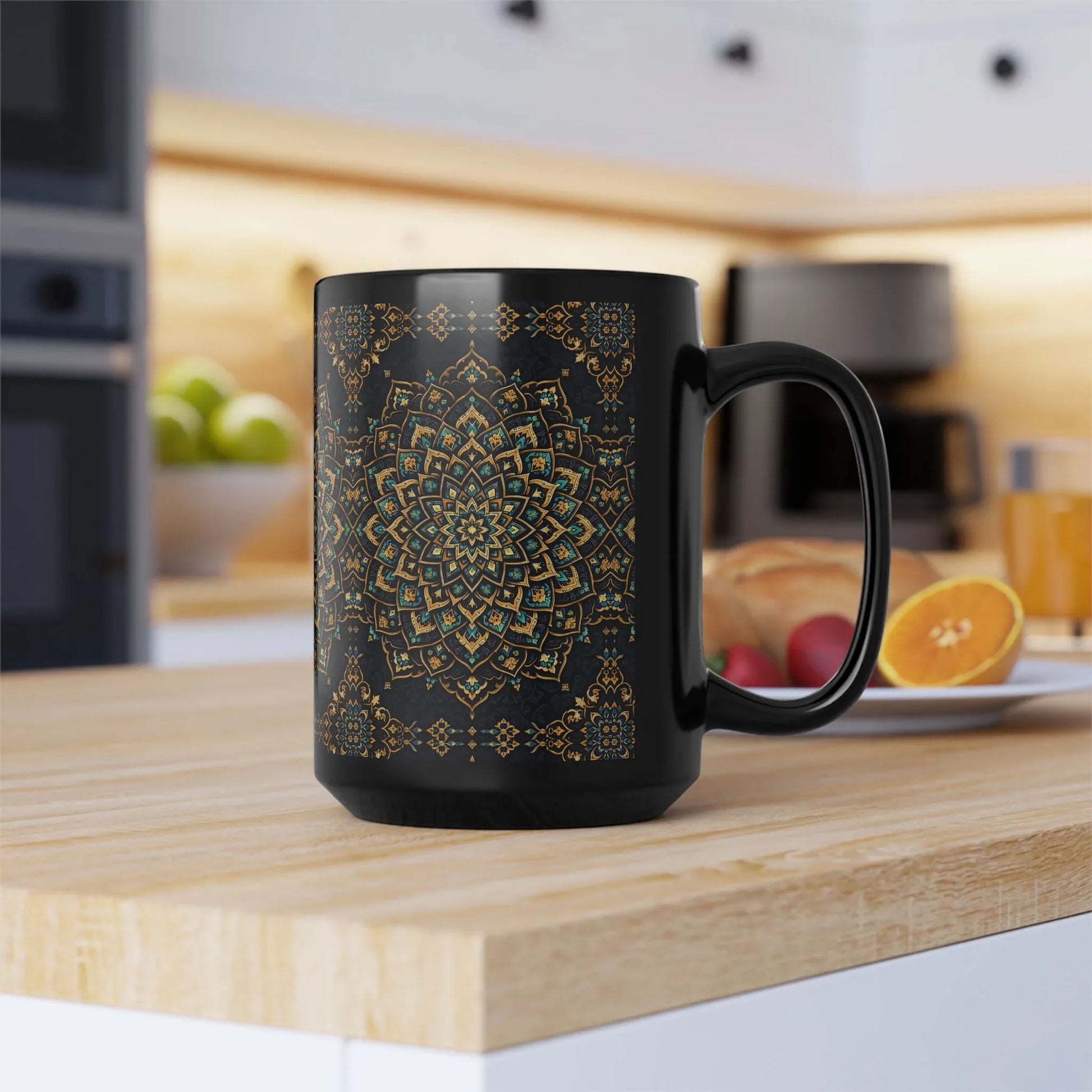 Ornate Mandala Mug - Black Mug (11oz, 15oz) - KARARMDESIGN