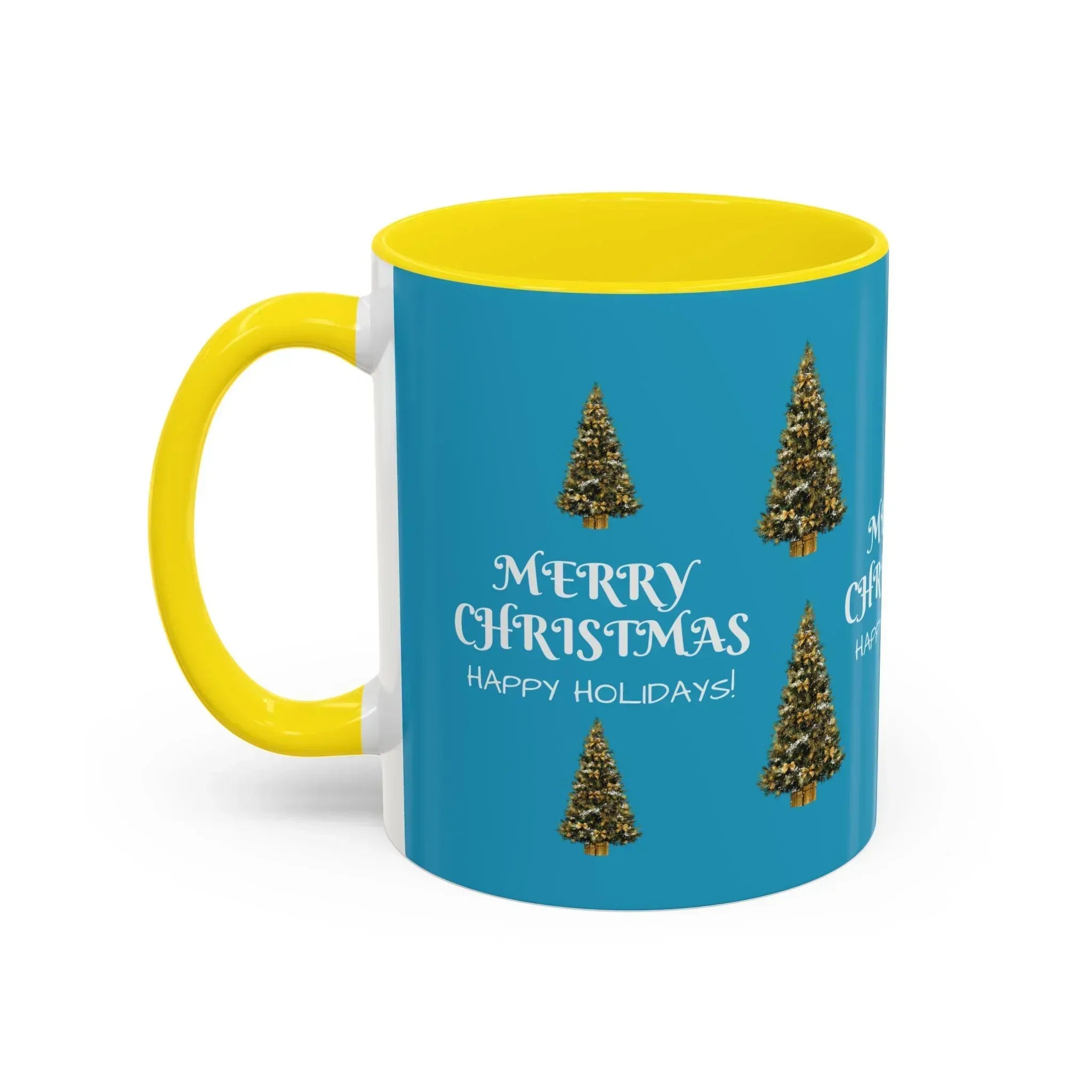 Merry Christmas and Happy Holidays Mug - Accent Coffee Mug (11, 15oz) - KARARMDESIGN