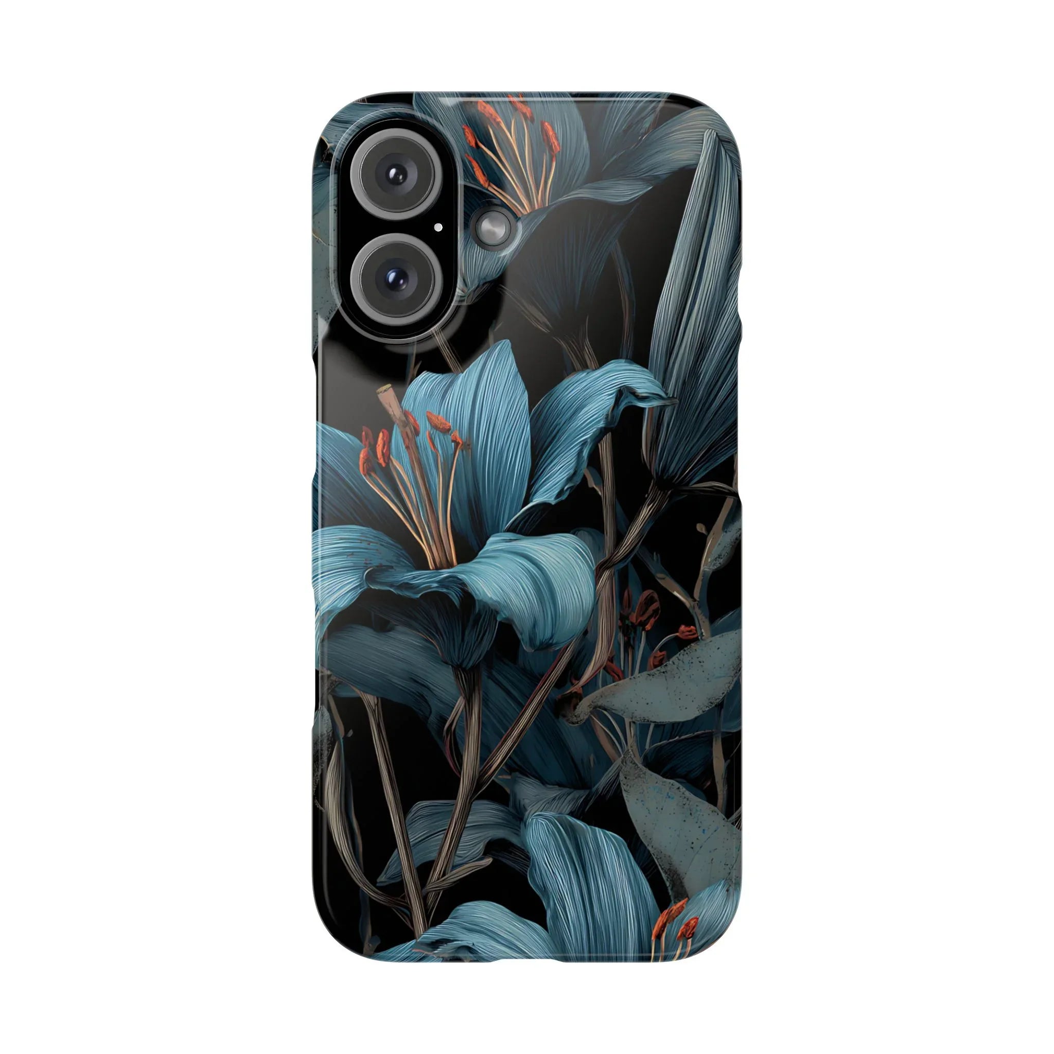 Blue Lily Floral Phone Case for iPhone 11-17 and Galaxy S20-S25 - KARARMDESIGN