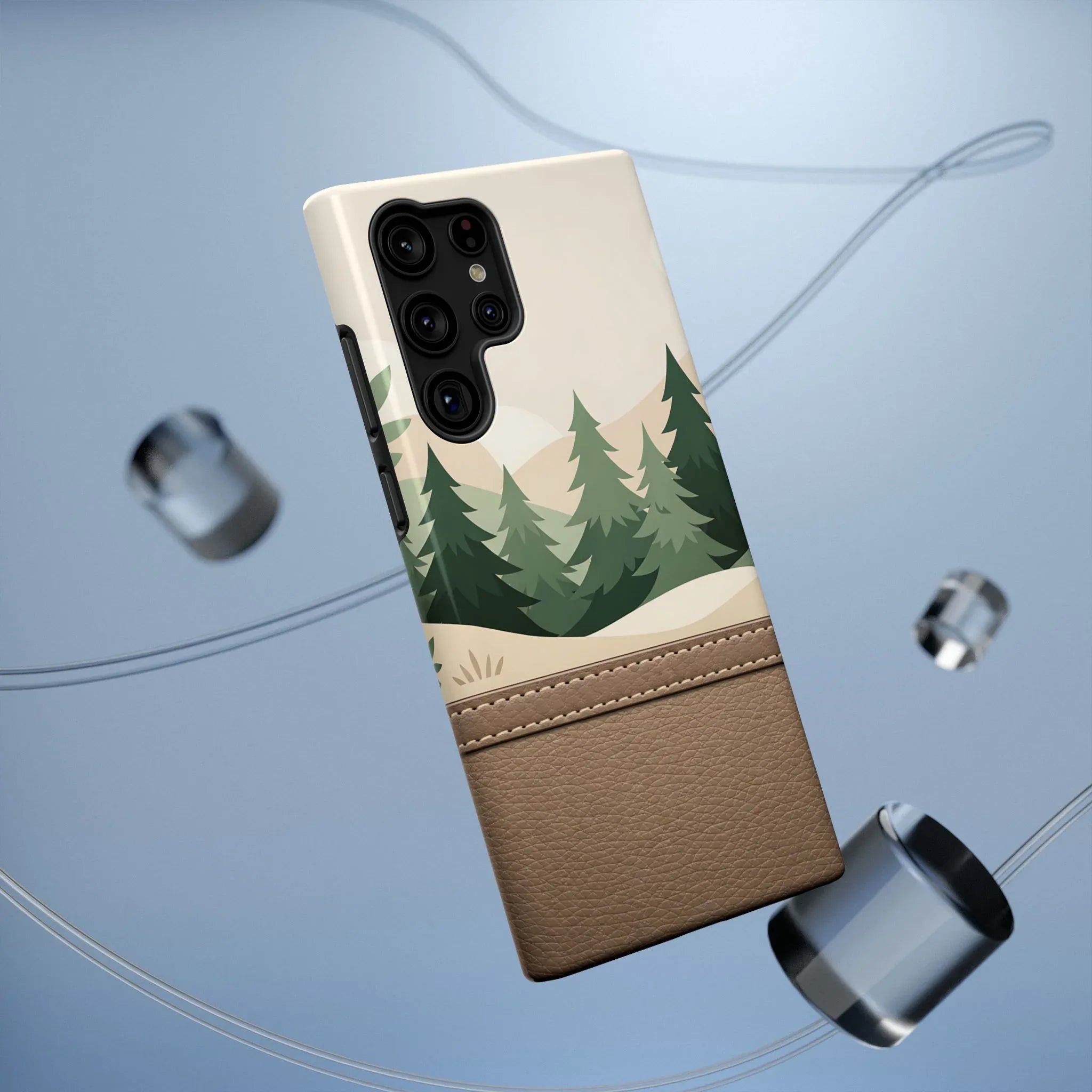 Forest Leather Phone Case for iPhone 11-17 and Galaxy S21-S25 - KARARMDESIGN