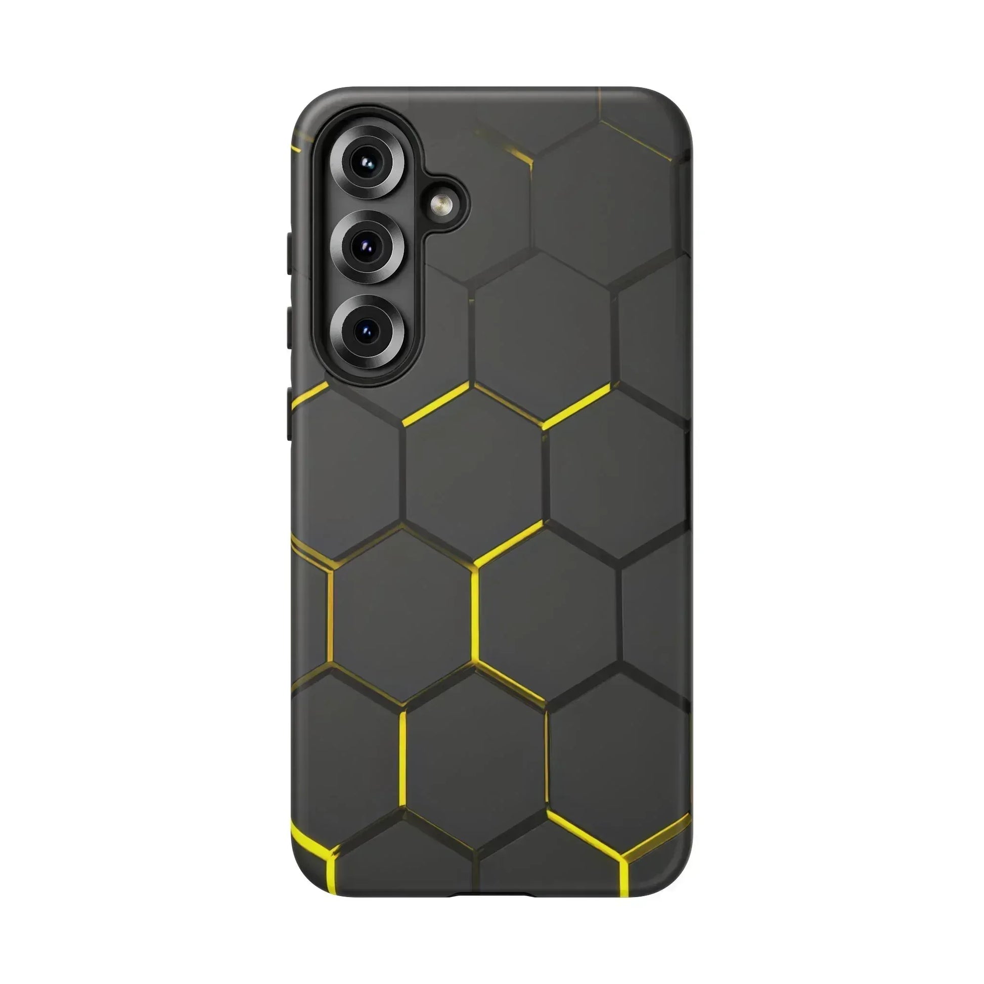 Black and Yellow Hexagon Geometric Tough Phone Case for Galaxy and Pixel - KARARMDESIGN