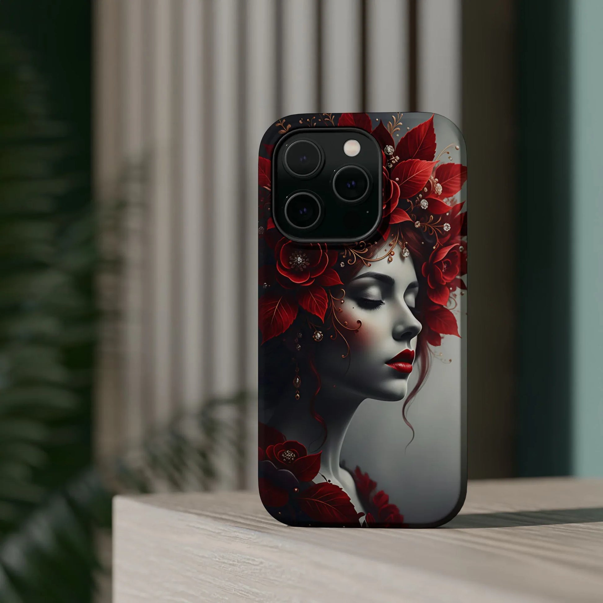 Scarlet Bloom Portrait Phone Case for iPhone 13-17 - KARARMDESIGN