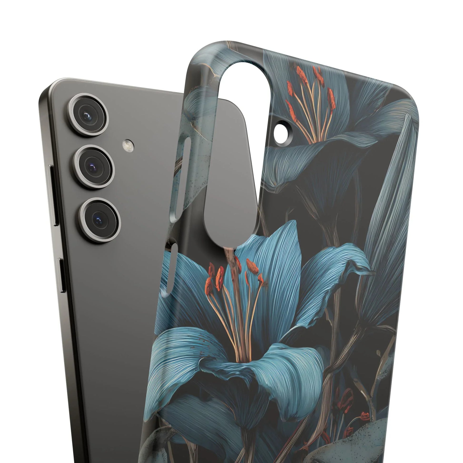 Blue Lily Floral Phone Case for iPhone 11-17 and Galaxy S20-S25 - KARARMDESIGN