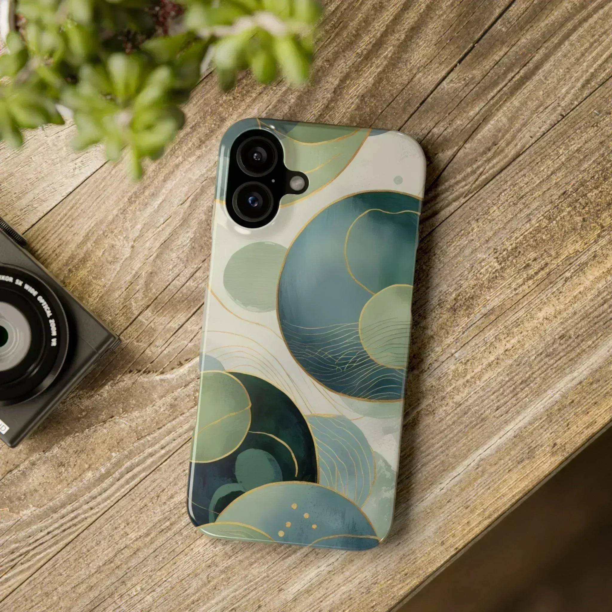 Abstract Teal Slim Phone Case for iPhone 12-16 - KARARMDESIGN