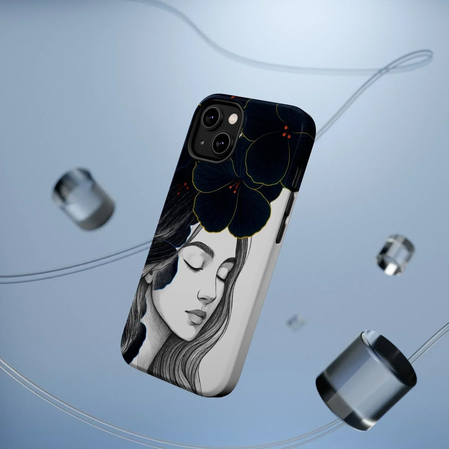 Dark Floral Elegance Phone Case for iPhone 13-16 Models - KarArmDesign