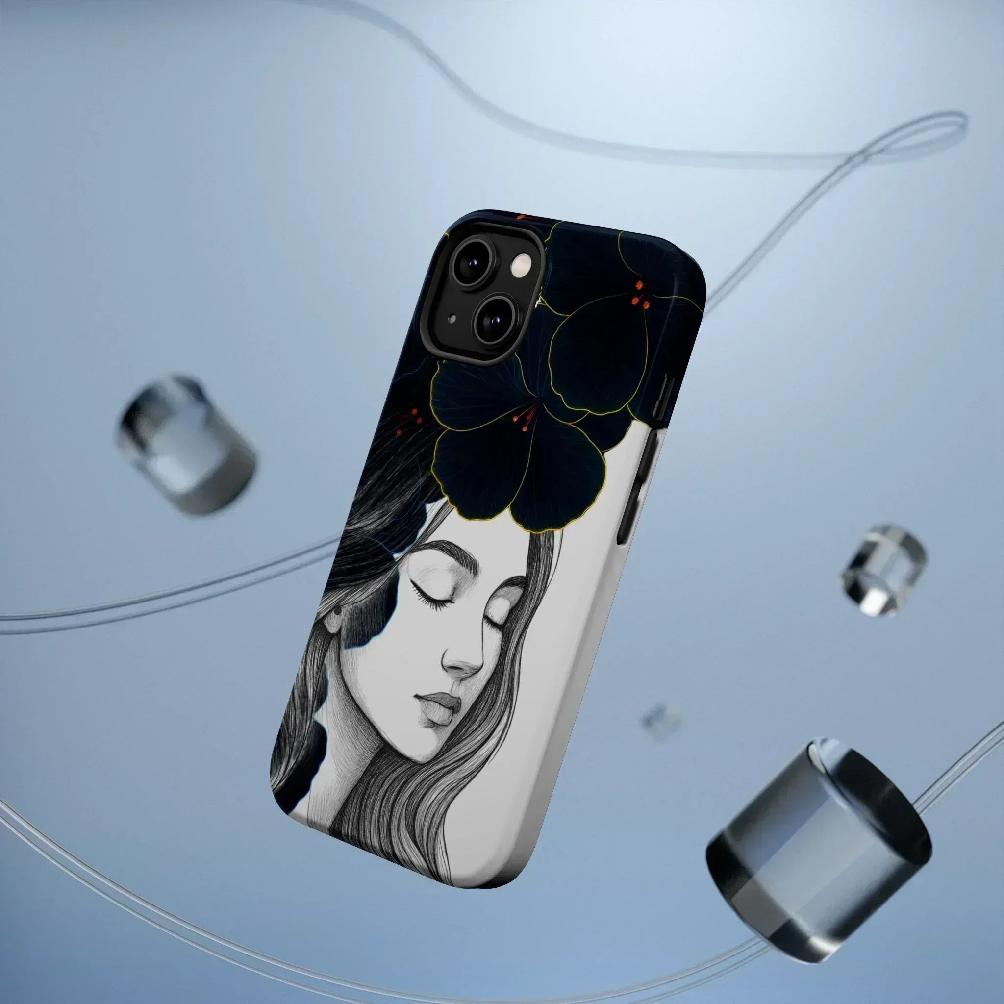 Dark Floral Elegance Phone Case for iPhone 13-16 - KARARMDESIGN