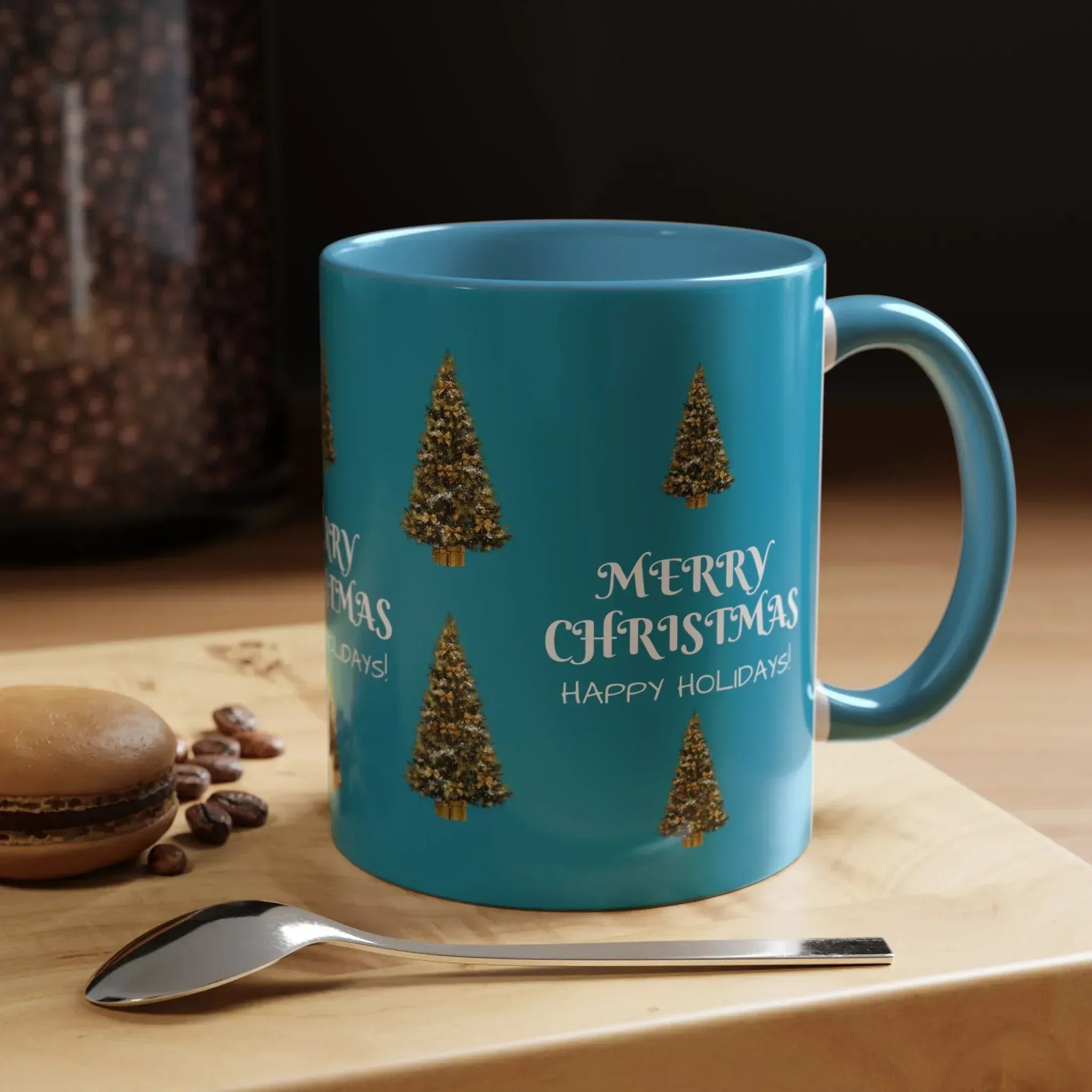 Merry Christmas and Happy Holidays Mug - Accent Coffee Mug (11, 15oz) - KARARMDESIGN