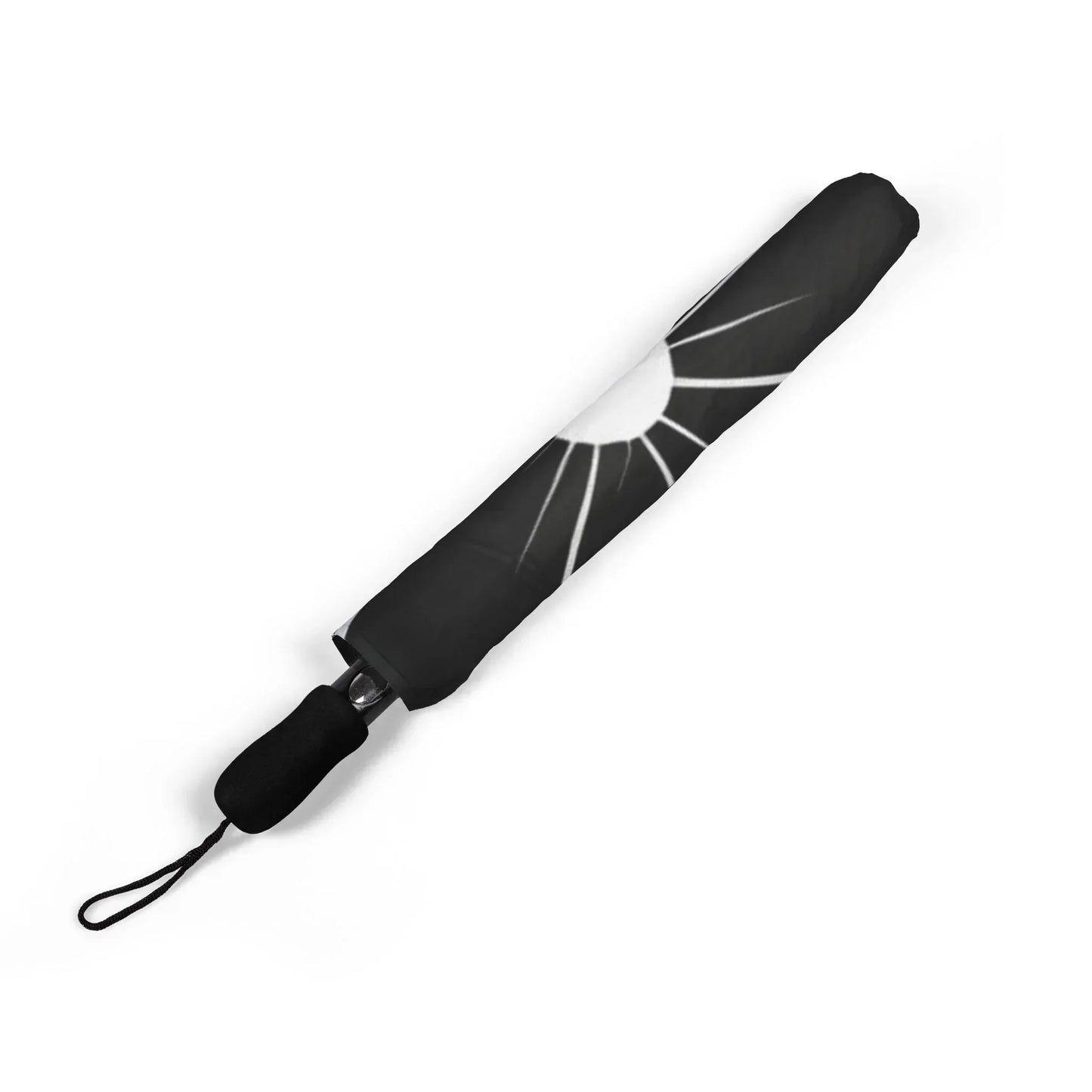 Stylish Semi-Automatic Foldable Umbrella with Floral Monochrome Pattern - KarArmDesign