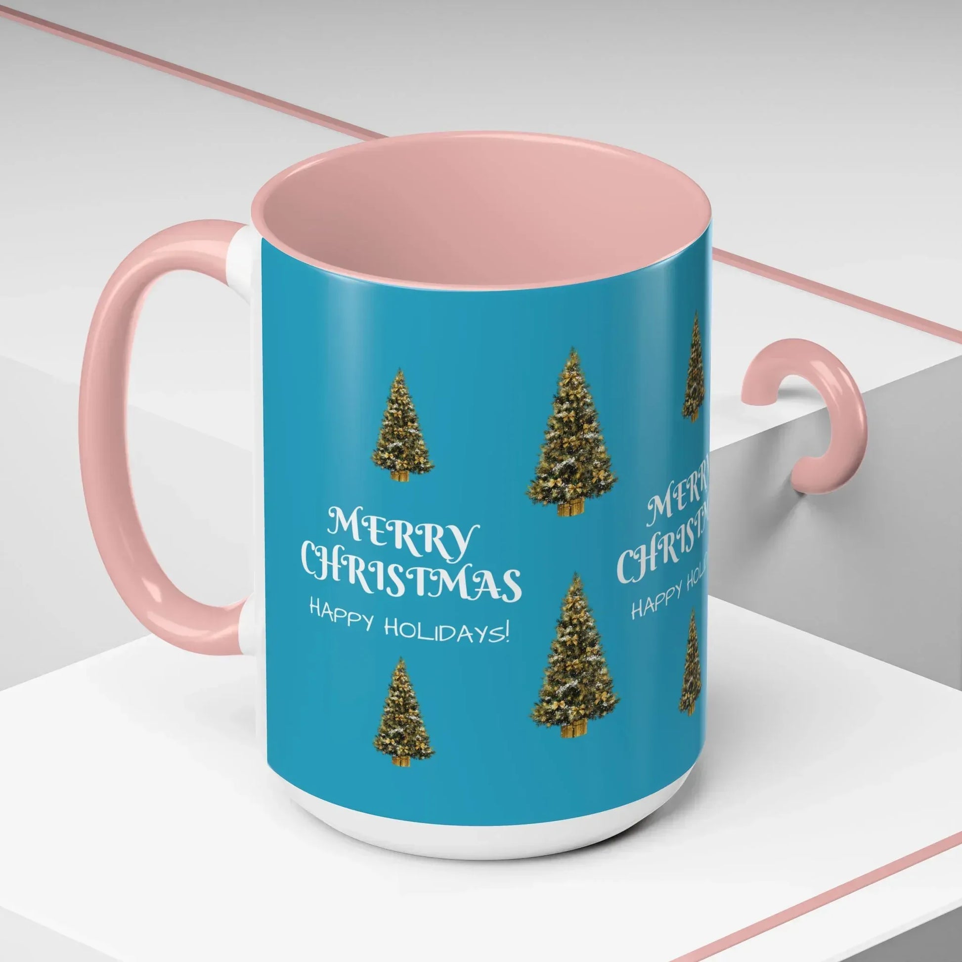 Merry Christmas and Happy Holidays Mug - Accent Coffee Mug (11, 15oz) - KARARMDESIGN
