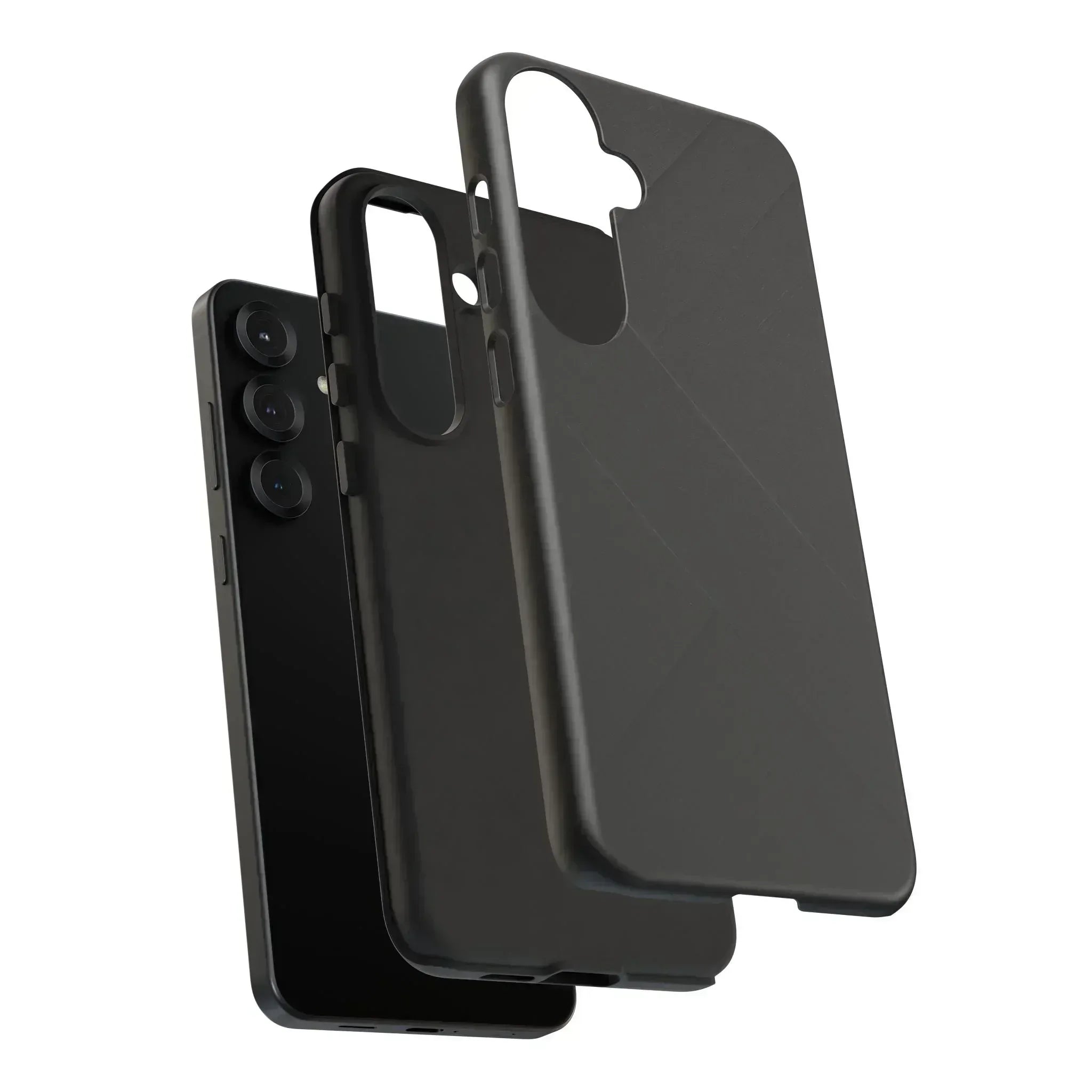 Matte Black Diagonal Line Phone Case for iPhone 8-16 and Galaxy S10-S25 - KARARMDESIGN