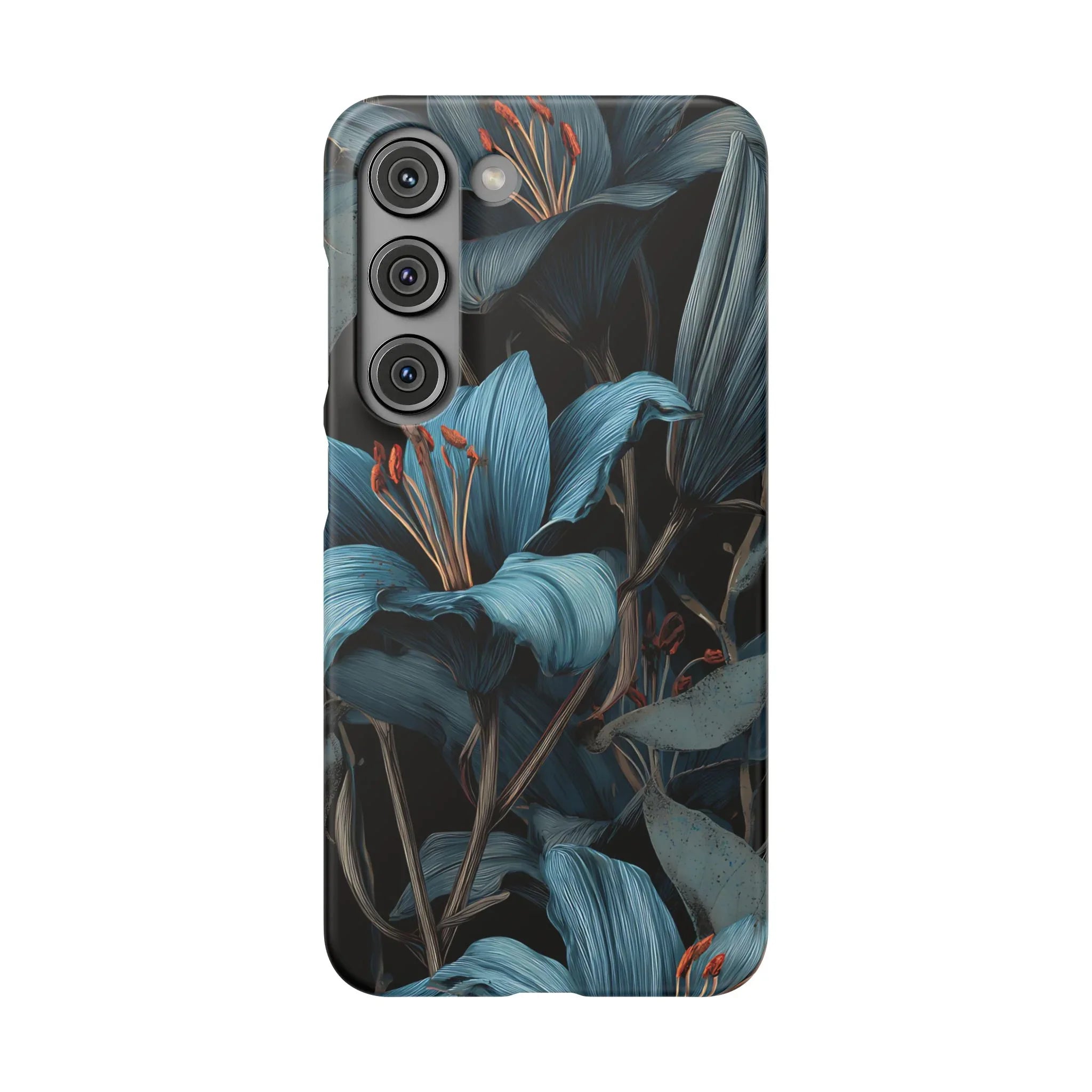 Blue Lily Floral Phone Case for iPhone 11-17 and Galaxy S20-S25 - KARARMDESIGN