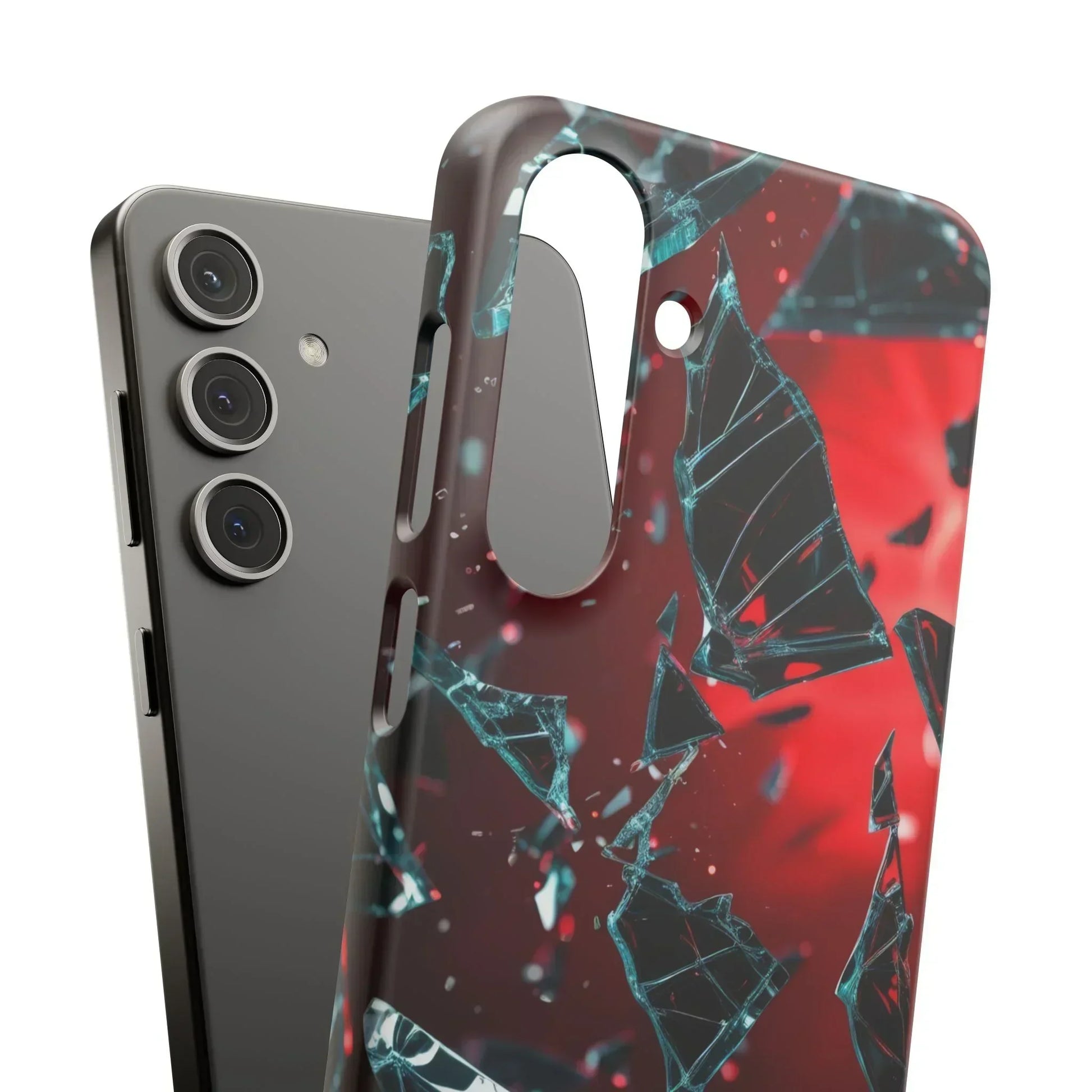 "Crimson Impact" Realistic Glass Shard Snap Phone Case for iPhone 7-16 and Samsung Galaxy S10-S24 Models - KarArmDesign