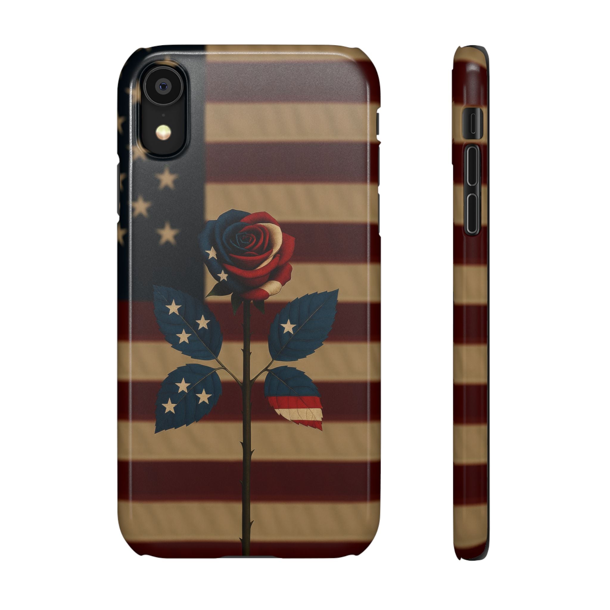 American Rose Flag Phone Case for iPhone 8-17 and Galaxy S20-S26