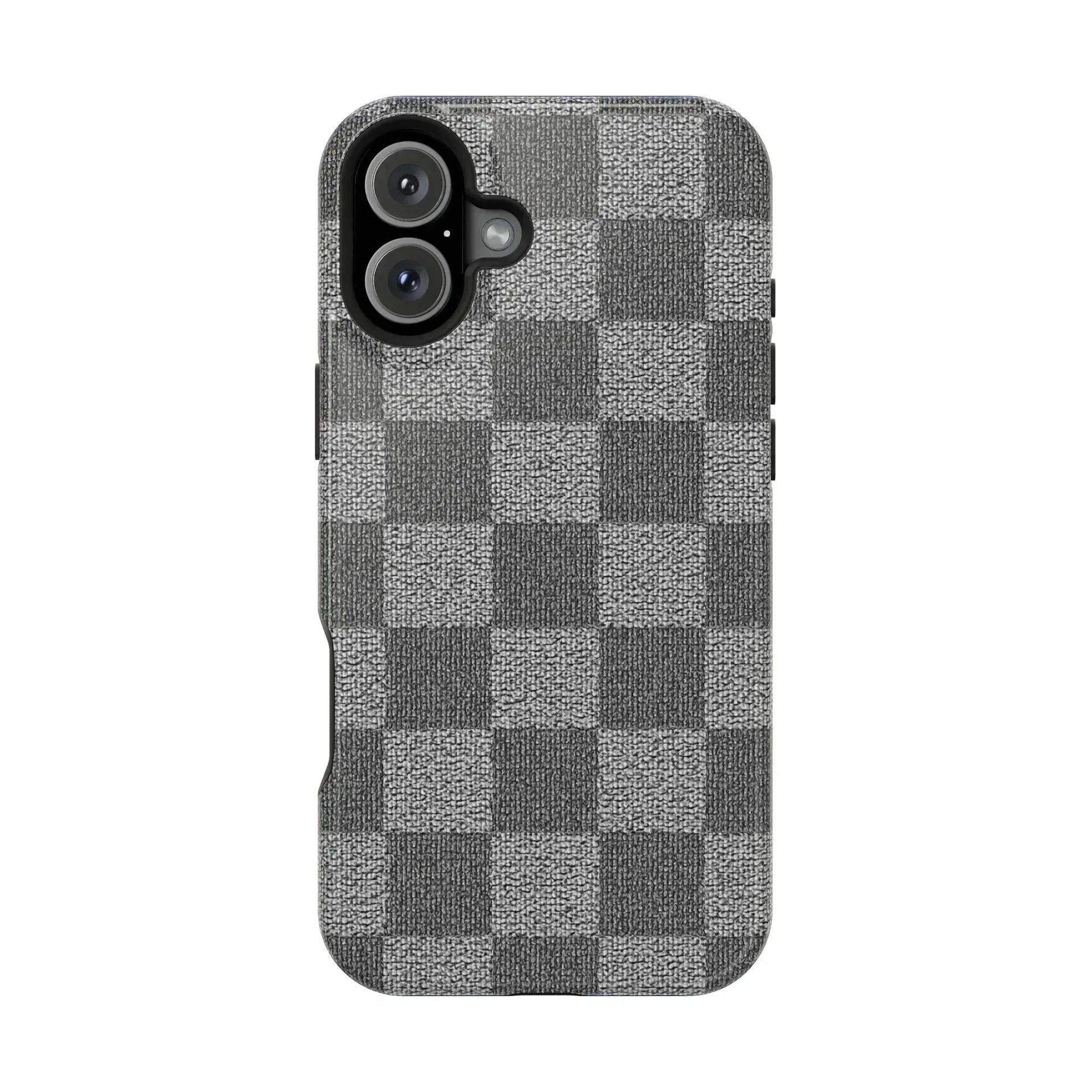 Gray Checkered Phone Case for iPhone 12-16 and Galaxy S21-S22 - KARARMDESIGN
