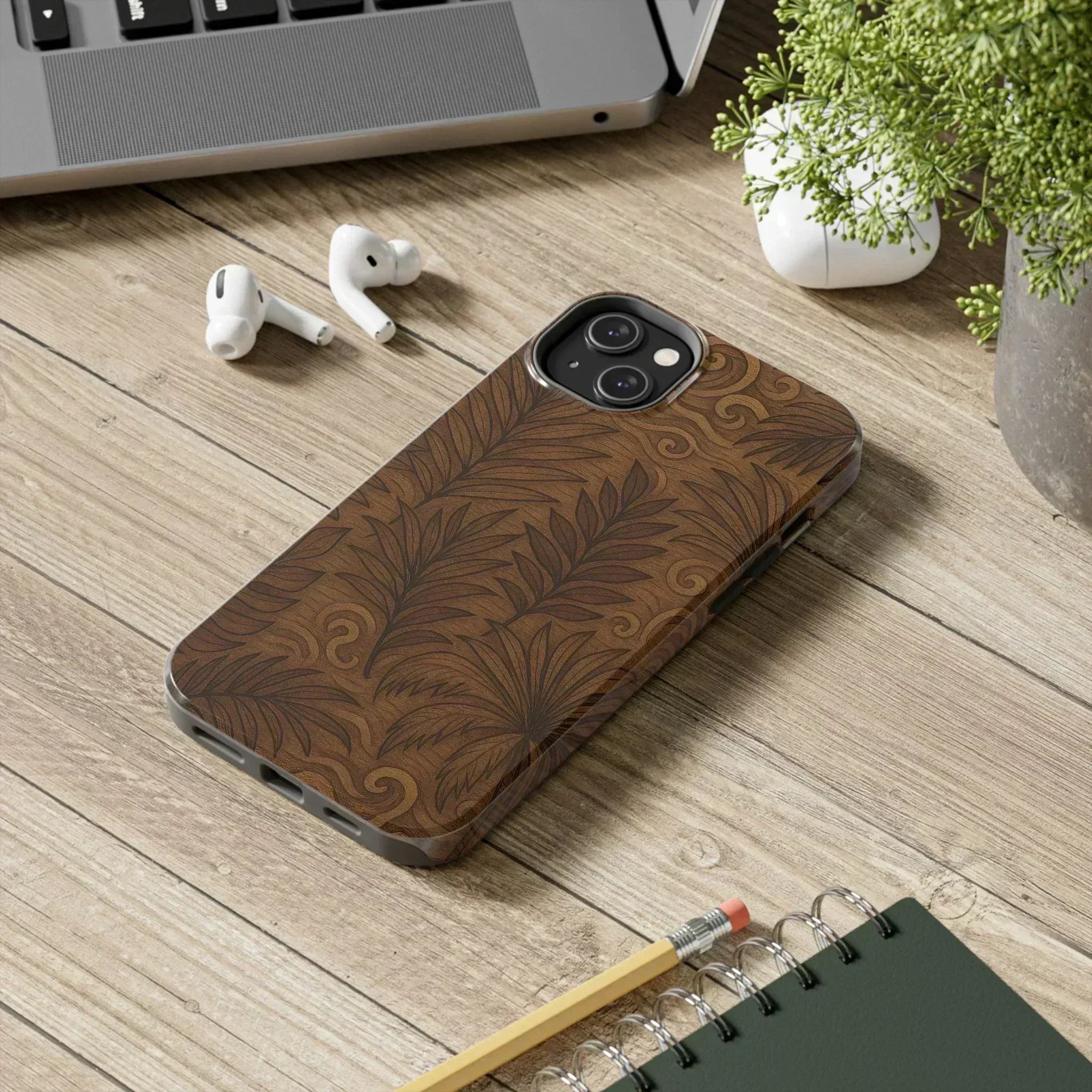 Wood Leaf Armor Phone Case for iPhone and Galaxy - KARARMDESIGN