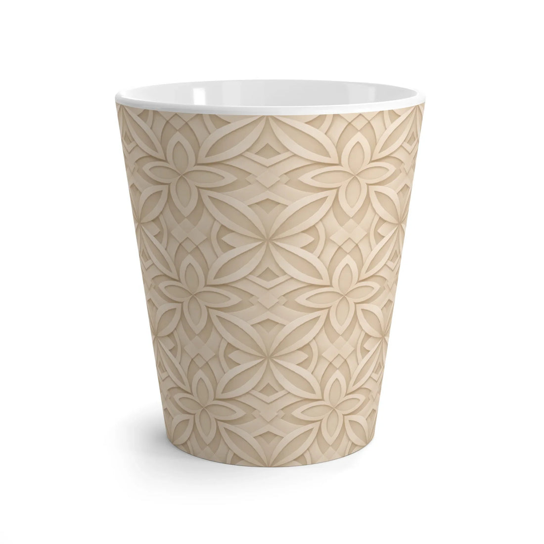 Beige Petal Latte Mug 12oz - KARARMDESIGN