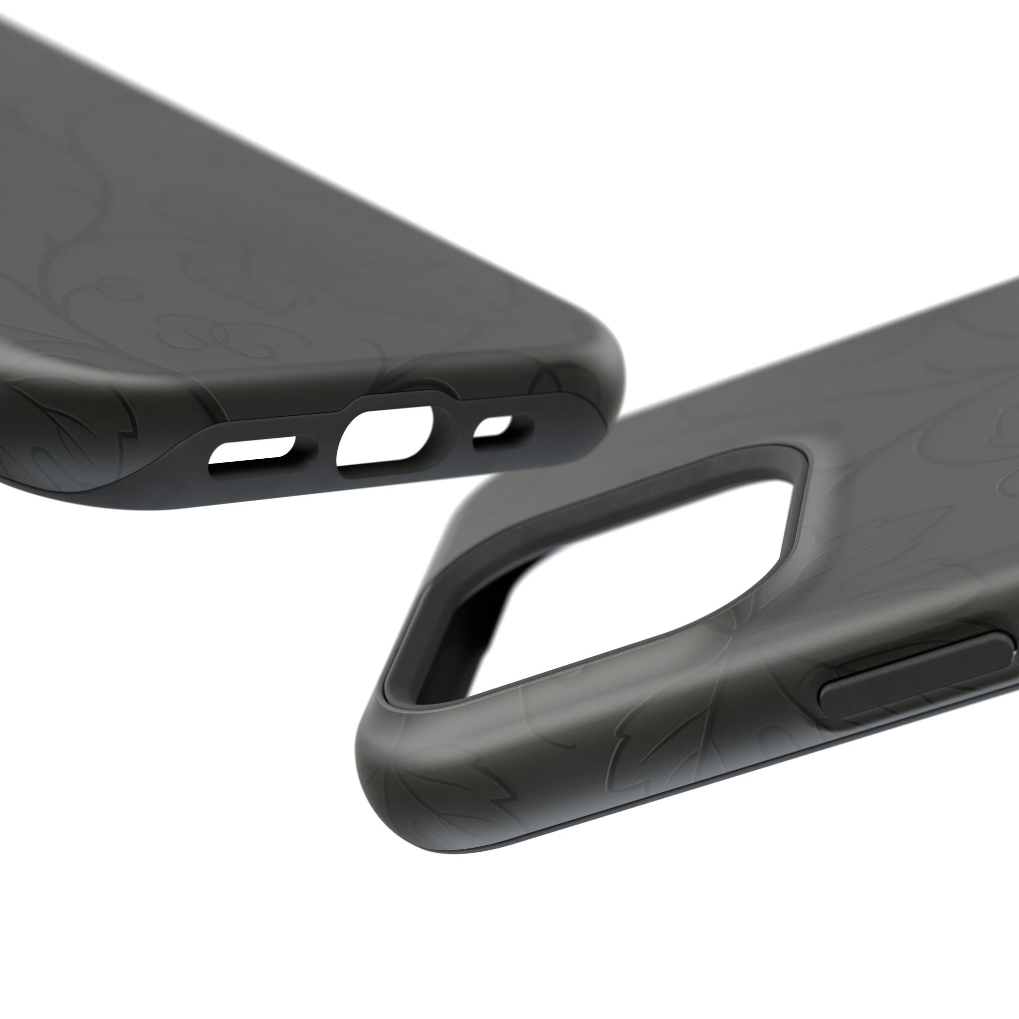 Embossed Grape Leaf Phone Case – Elegant Black Design for iPhone & Samsung